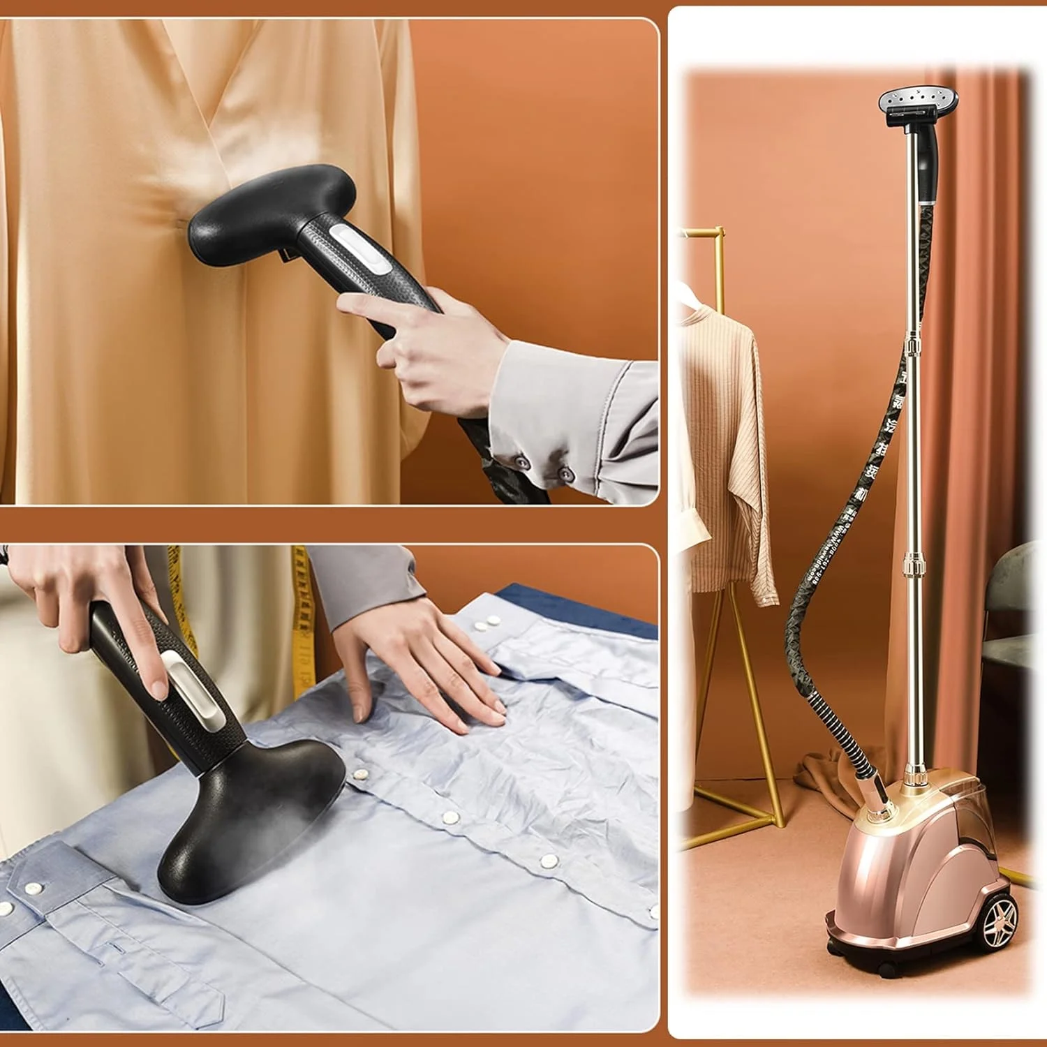 بخارگر عمودی لباس 2200 وات، بخارگر لباس حرفه ای و سنگین برای مصارف تجاری، حذف سریع چروک در 30 ثانیه با مخزن آب 3.0 لیتری، اتو بخار دستی لباس، طلایی (طلایی) بخارگر عمودی لباس 2200 وات، بخارگر لباس حرفه ای و سنگین برای مصارف تجاری، حذف سریع چروک در 30 ثانیه با مخزن آب 3.0 لیتری، اتو بخار دستی لباس، طلایی (طلایی)