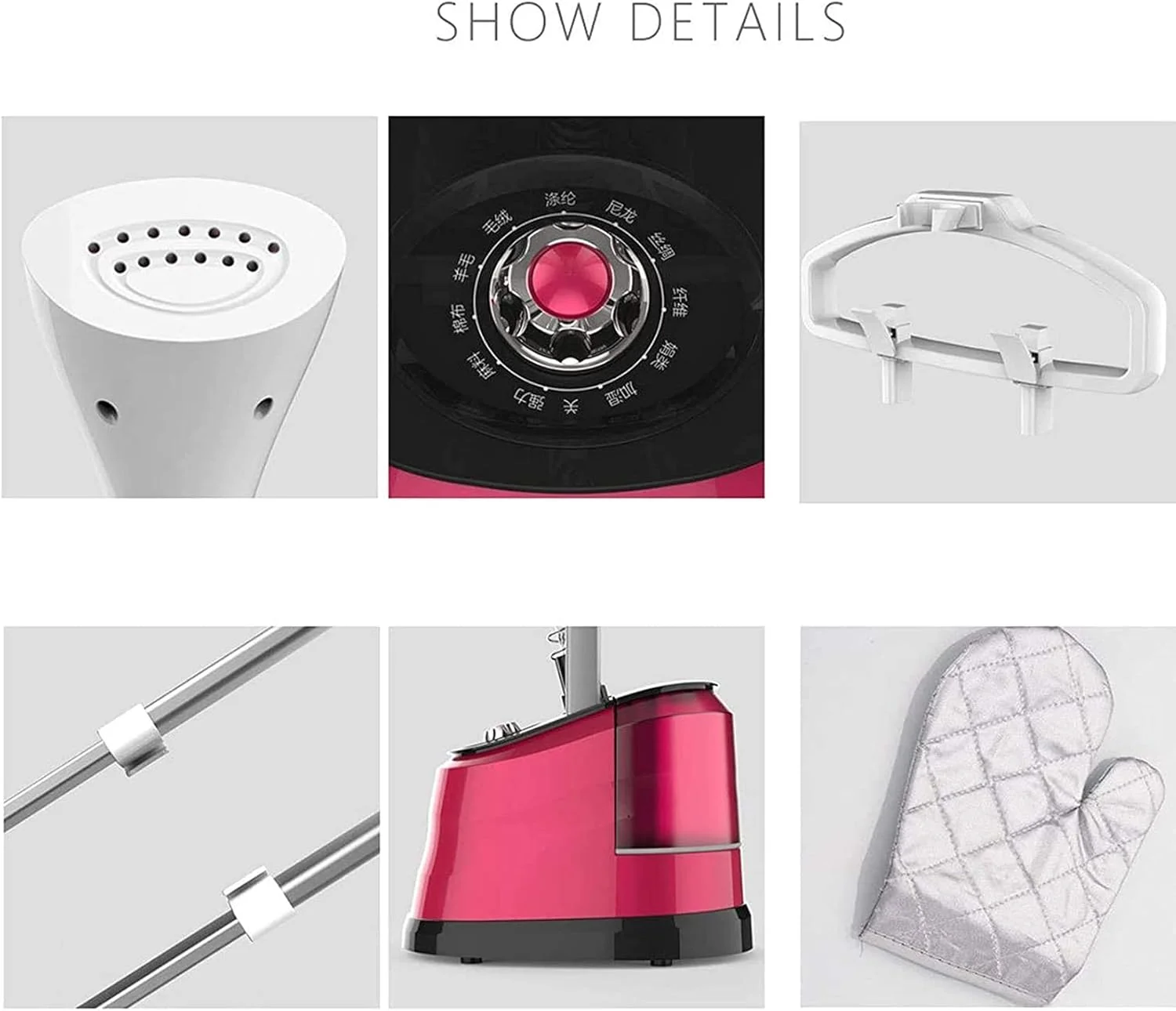 بخارگر ایستاده لباس، بخارگر حرفه ای و سنگین 1800 واتی برای از بین بردن سریع چروک لباس ها (قرمز)