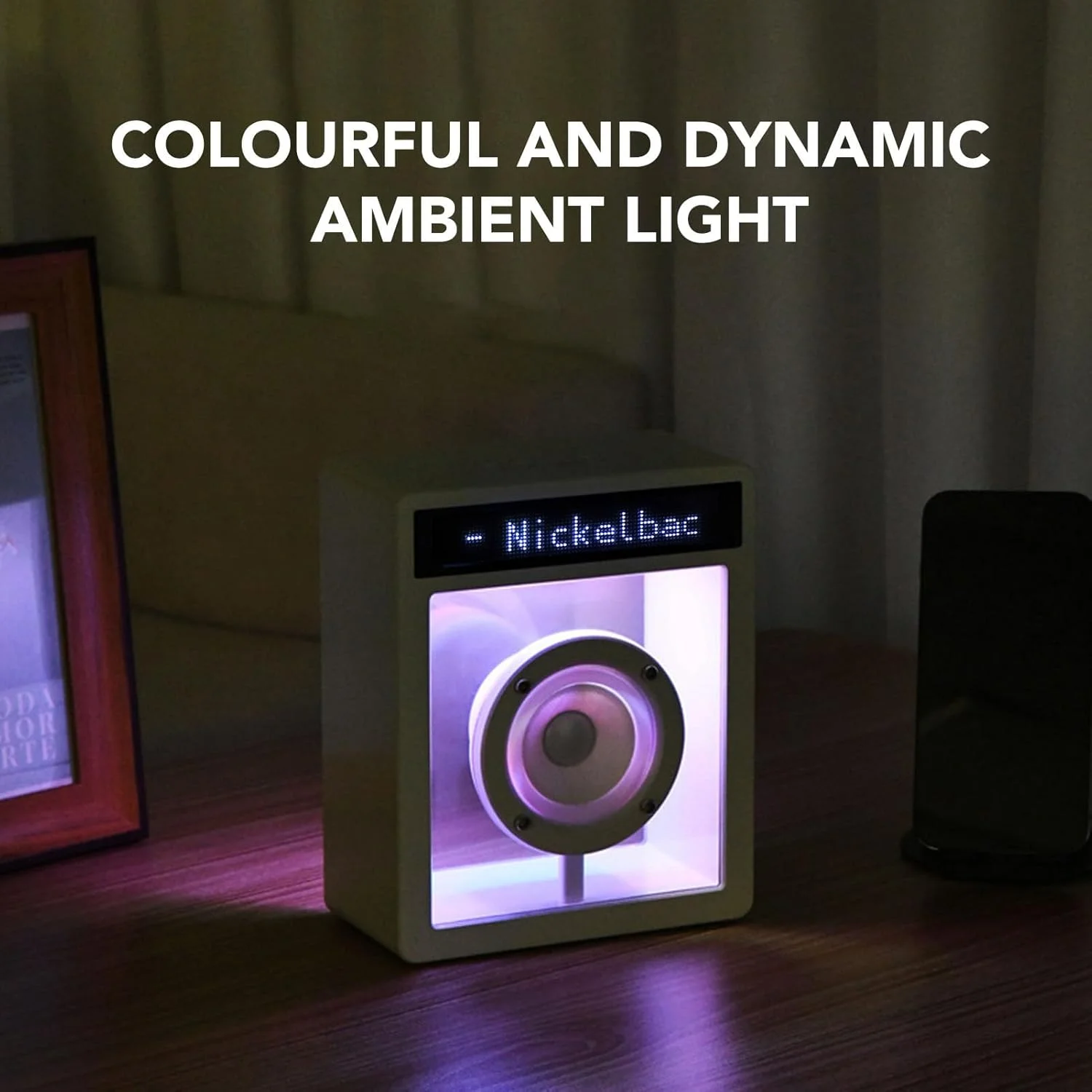 اسپیکر بلوتوثی Wisoqu با نور، اسپیکر قابل حمل 10 واتی BT با نور محیطی و نمایشگر متن ترانه، اسپیکر استریو صدای فراگیر 360 درجه با پشتیبانی از حالت کارت TF / حالت AUX