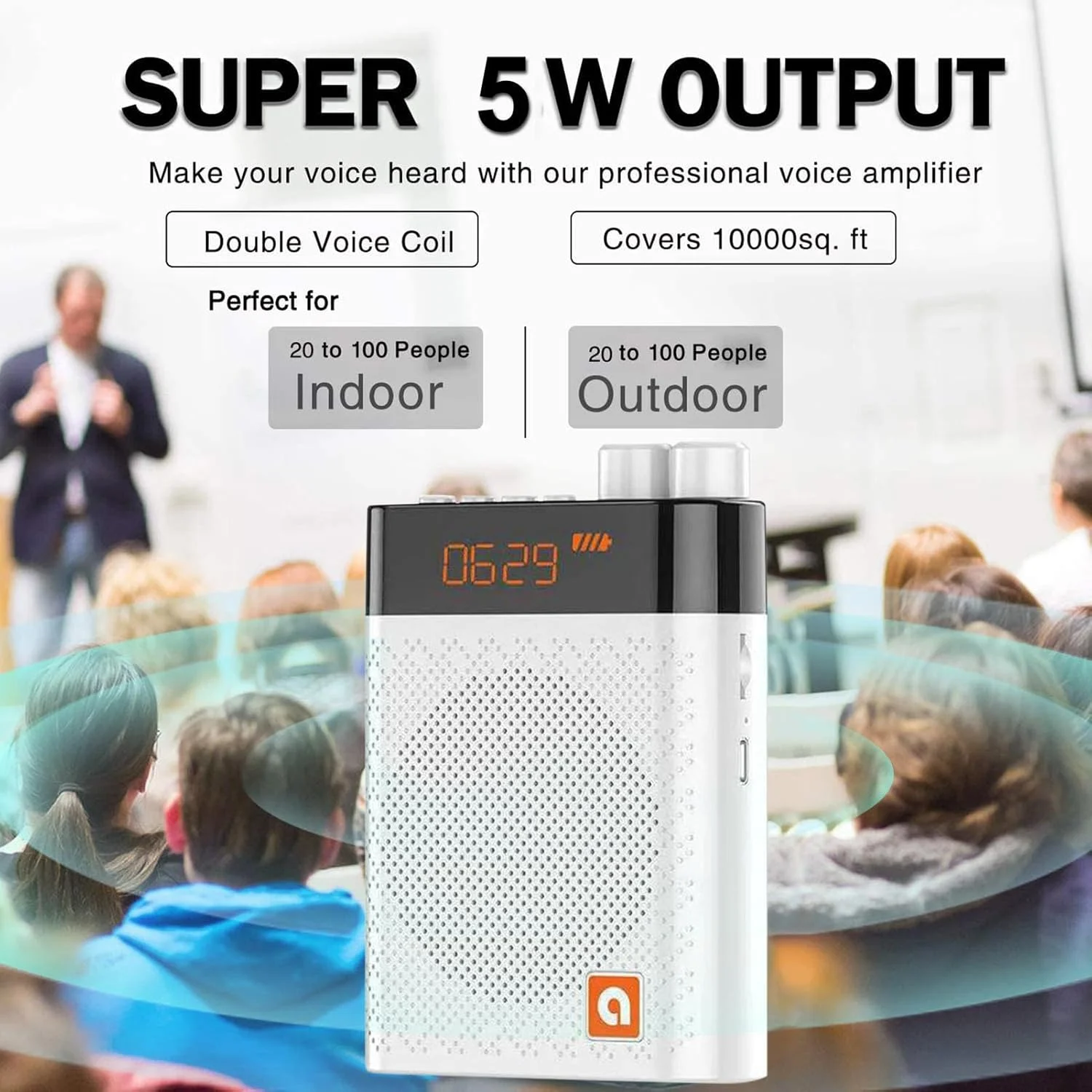 تقویت کننده صدای SYOSI با هدست میکروفون بی سیم UHF، تقویت کننده صدای شخصی بلوتوث قابل حمل 3200mAh برای معلمان، مربیان تناسب اندام، راهنمای تور، بلندگوی کلاس درس، فضای باز تقویت کننده صدای SYOSI با هدست میکروفون بی سیم UHF، تقویت کننده صدای شخصی بلوتوث قابل حمل 3200mAh برای معلمان، مربیان تناسب اندام، راهنمای تور، بلندگوی کلاس درس، فضای باز