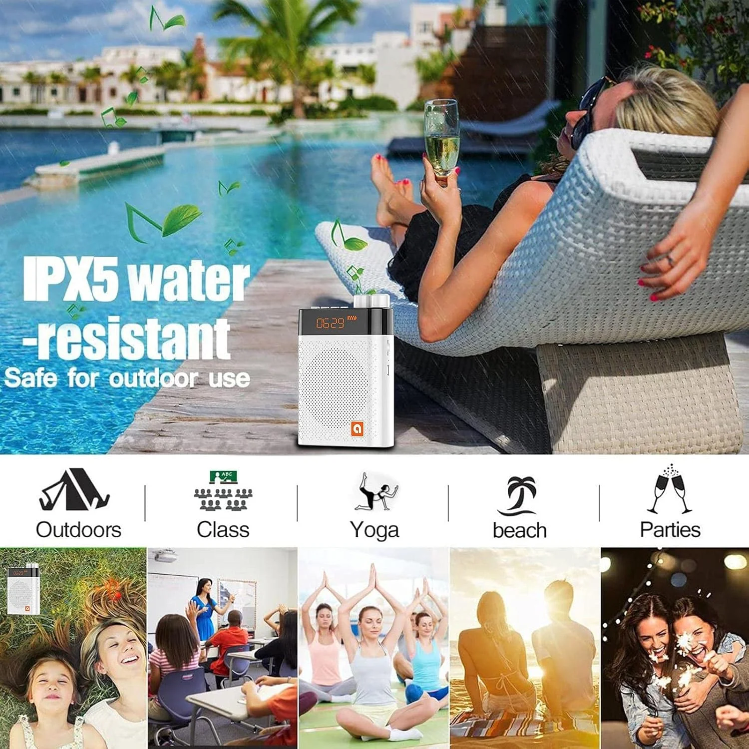 تقویت کننده صدای SYOSI با هدست میکروفون بی سیم UHF، تقویت کننده صدای شخصی بلوتوث قابل حمل 3200mAh برای معلمان، مربیان تناسب اندام، راهنمای تور، بلندگوی کلاس درس، فضای باز تقویت کننده صدای SYOSI با هدست میکروفون بی سیم UHF، تقویت کننده صدای شخصی بلوتوث قابل حمل 3200mAh برای معلمان، مربیان تناسب اندام، راهنمای تور، بلندگوی کلاس درس، فضای باز