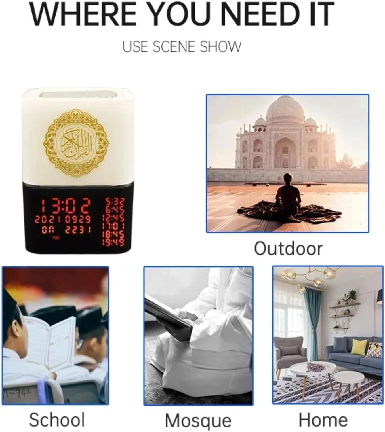 چراغ لمسی سخنگوی قرآن SQ-229 – چراغ لمسی LED با صدای قرآن، ساعت اذان، بلوتوث/MP3، حافظه 8 گیگابایتی، تلاوت چند زبانه و کنترل از راه دور/برنامه چراغ لمسی سخنگوی قرآن SQ-229 – چراغ لمسی LED با صدای قرآن، ساعت اذان، بلوتوث/MP3، حافظه 8 گیگابایتی، تلاوت چند زبانه و کنترل از راه دور/برنامه