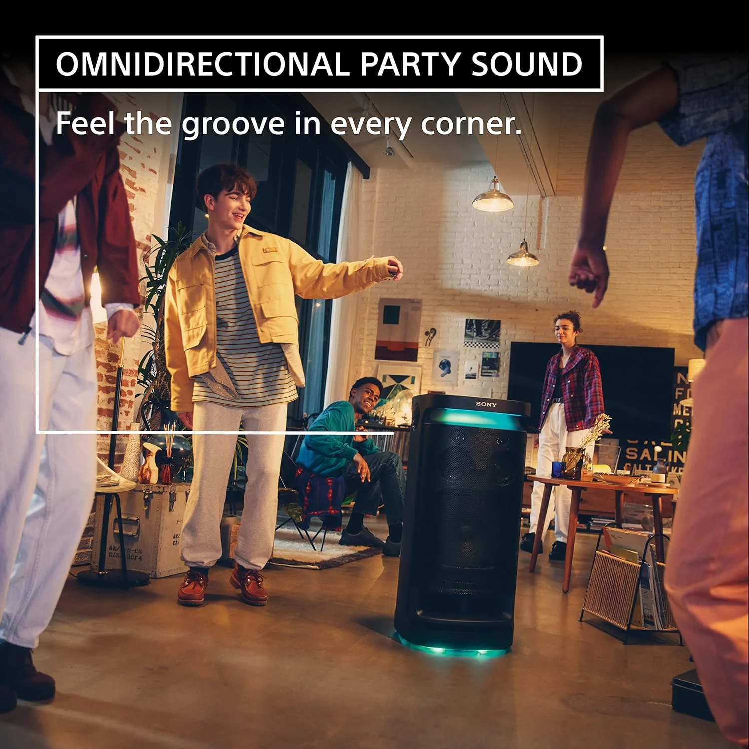 اسپیکر مهمانی بلوتوثی قابل حمل سونی مدل SRS-XV900 X-Series با صدای همه جانبه و نورپردازی، دسته و چرخ های داخلی و باتری 25 ساعته