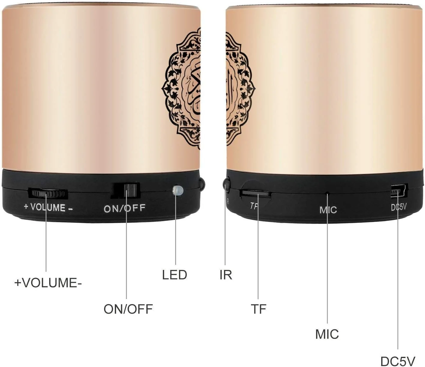 اسپیکر قابل حمل قرآن سیریویکو با کنترل از راه دور، پخش کننده MP3، حافظه 8 گیگابایتی TF FM، مترجم قرآن، اسپیکر قابل شارژ USB، کارت حافظه دیجیتال امن، میکرو SD