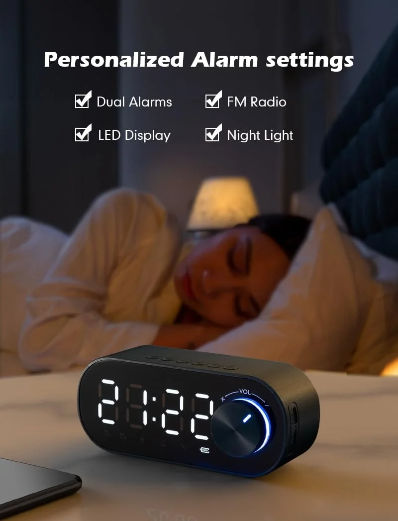 اسپیکر بلوتوث قابل حمل PowerPro G22 با صدای استریو HD 360 درجه و بیس فوق العاده، دارای ساعت زنگ دار دیجیتال، نمایشگر LED، چراغ شب، پشتیبانی از کابل AUX و شارژ USB برای مسافرت و استفاده در فضای باز (سفید) اسپیکر بلوتوث قابل حمل PowerPro G22 با صدای استریو HD 360 درجه و بیس فوق العاده، دارای ساعت زنگ دار دیجیتال، نمایشگر LED، چراغ شب، پشتیبانی از کابل AUX و شارژ USB برای مسافرت و استفاده در فضای باز (سفید)