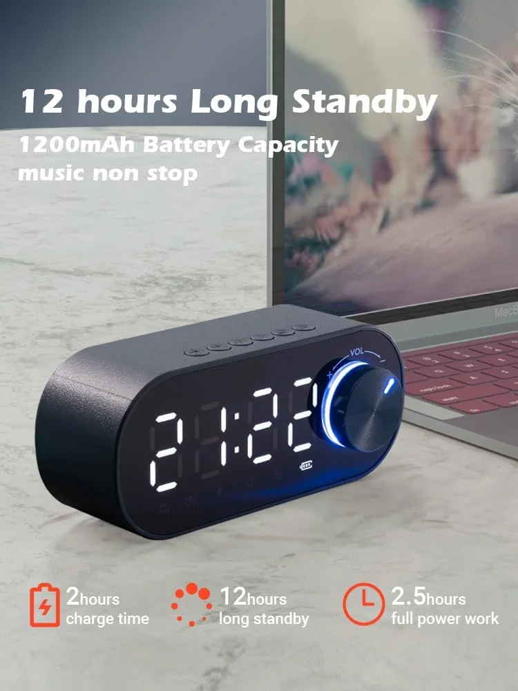 اسپیکر بلوتوث قابل حمل PowerPro G22 با صدای استریو HD 360 درجه و بیس فوق العاده، دارای ساعت زنگ دار دیجیتال، نمایشگر LED، چراغ شب، پشتیبانی از کابل AUX و شارژ USB برای مسافرت و استفاده در فضای باز (سفید) اسپیکر بلوتوث قابل حمل PowerPro G22 با صدای استریو HD 360 درجه و بیس فوق العاده، دارای ساعت زنگ دار دیجیتال، نمایشگر LED، چراغ شب، پشتیبانی از کابل AUX و شارژ USB برای مسافرت و استفاده در فضای باز (سفید)
