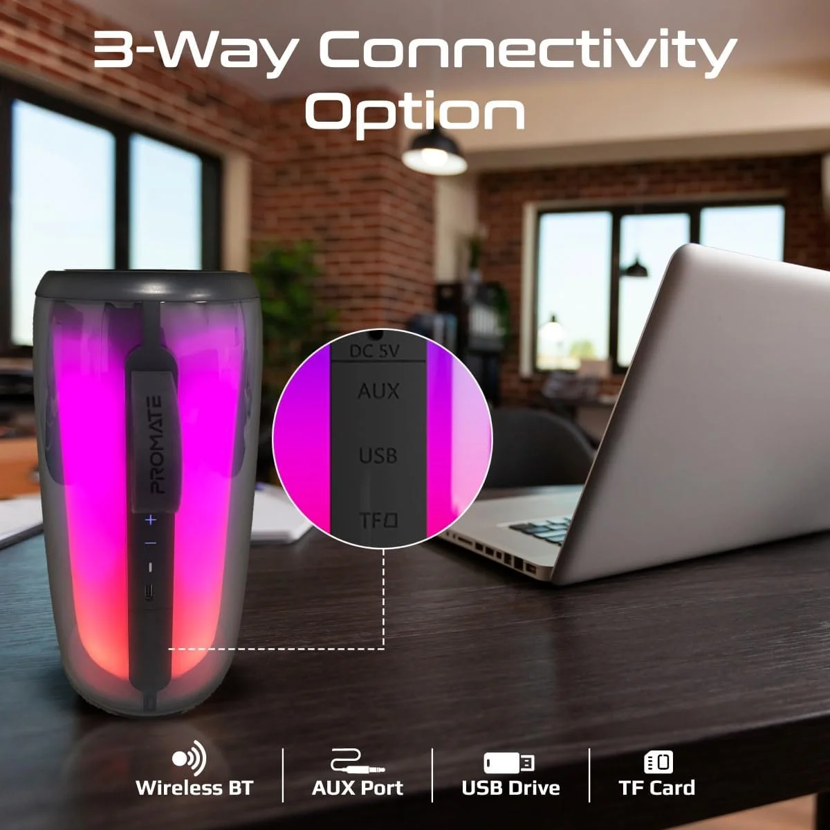 اسپیکر بلوتوثی پرومیت مدل LumiTower، اسپیکر بیسیم قابل حمل HD با توان 8 وات و نورهای RGB، بلوتوث نسخه 5.3، زمان پخش طولانی، ناوبری سریع موسیقی، مقاوم در برابر آب، پورت USB و اسلات کارت TF برای آیفون اسپیکر بلوتوثی پرومیت مدل LumiTower، اسپیکر بیسیم قابل حمل HD با توان 8 وات و نورهای RGB، بلوتوث نسخه 5.3، زمان پخش طولانی، ناوبری سریع موسیقی، مقاوم در برابر آب، پورت USB و اسلات کارت TF برای آیفون