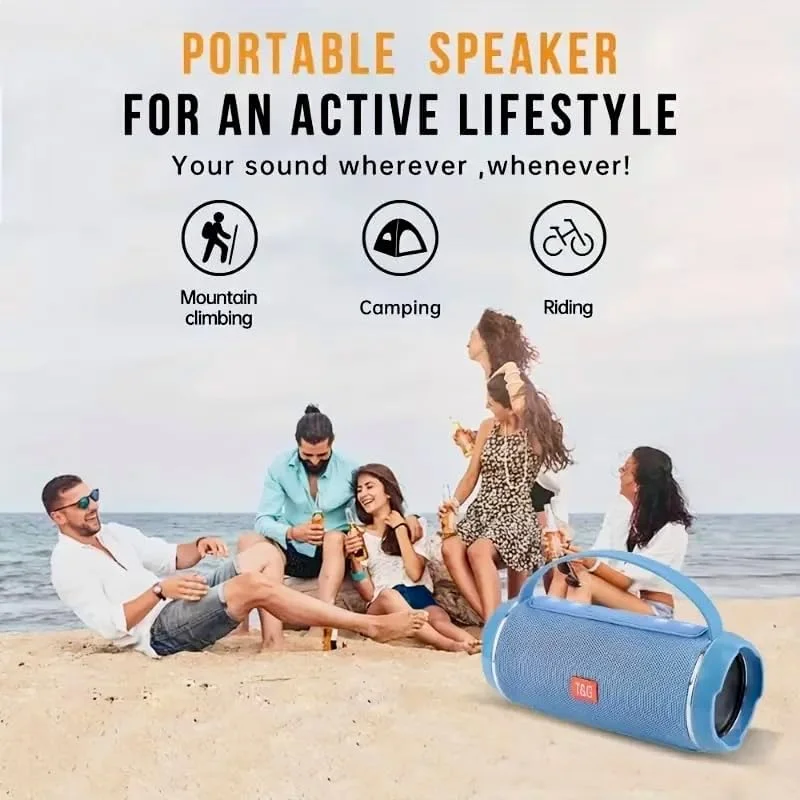 اسپیکر بی سیم ایستاده قابل حمل مناسب فضای باز، اسپیکر مکعبی کوچک و زیبا، اسپیکر استریو الترا باس به همراه کابل شارژ و کابل کمکی