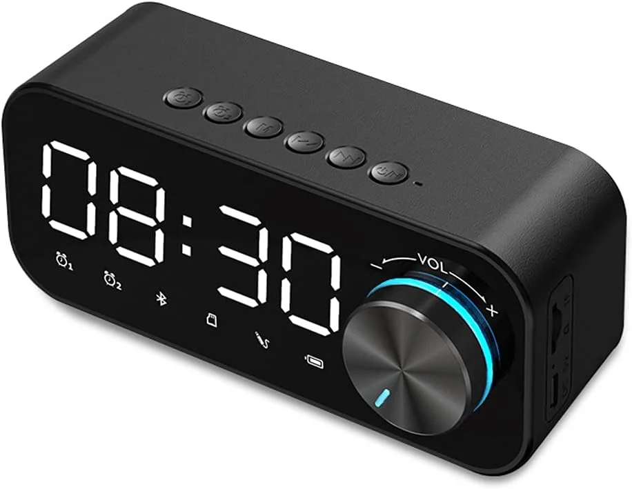 اسپیکر بلوتوث قابل حمل PowerPro B126، استریو HD 360 درجه، سوپر باس با ساعت زنگ دار دیجیتال، نمایشگر LED، چراغ شب، پشتیبانی از کابل AUX و USB قابل شارژ برای مسافرت و فضای باز (مشکی) اسپیکر بلوتوث قابل حمل PowerPro B126، استریو HD 360 درجه، سوپر باس با ساعت زنگ دار دیجیتال، نمایشگر LED، چراغ شب، پشتیبانی از کابل AUX و USB قابل شارژ برای مسافرت و فضای باز (مشکی)