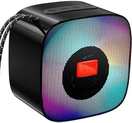 اسپیکر بلوتوثی بی سیم قابل حمل با نور RGB - خروجی 5 وات، پشتیبانی از کارت TF، USB و رادیو FM - اسپیکر استریو جمع و جور برای مسافرت، استفاده در فضای باز و داخلی