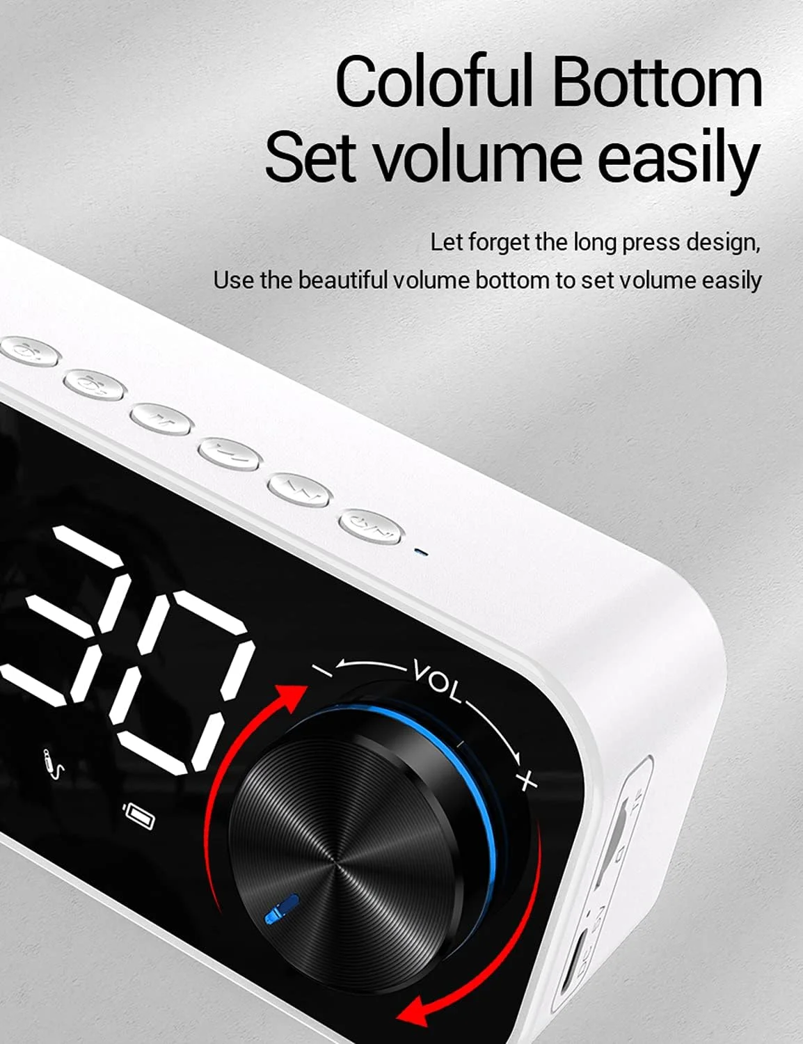 اسپیکر بلوتوث قابل حمل PowerPro B126، استریو HD 360 درجه، سوپر باس با ساعت زنگ دار دیجیتال، نمایشگر LED، چراغ شب، پشتیبانی از کابل AUX و USB قابل شارژ برای مسافرت و فضای باز (مشکی)