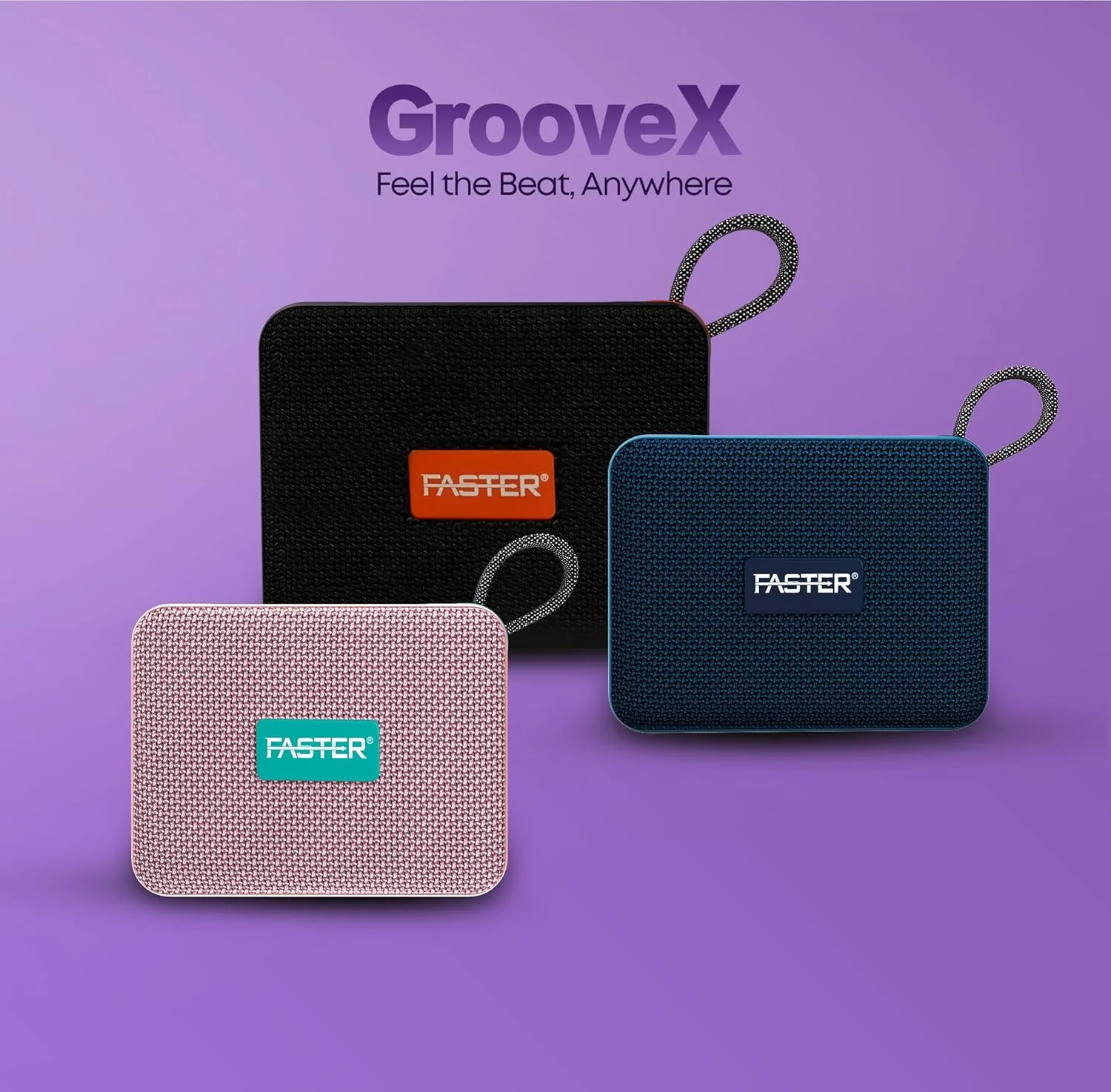 اسپیکر ضد آب قابل حمل Faster GrooveX - پخش بی سیم IPX7 با 20 ساعت زمان پخش - اسپیکر بلوتوث استاندارد 5.4 مناسب فضای باز با صدای پویا، بیس غنی، عملکرد TWS، توان خروجی 5 وات (مشکی)