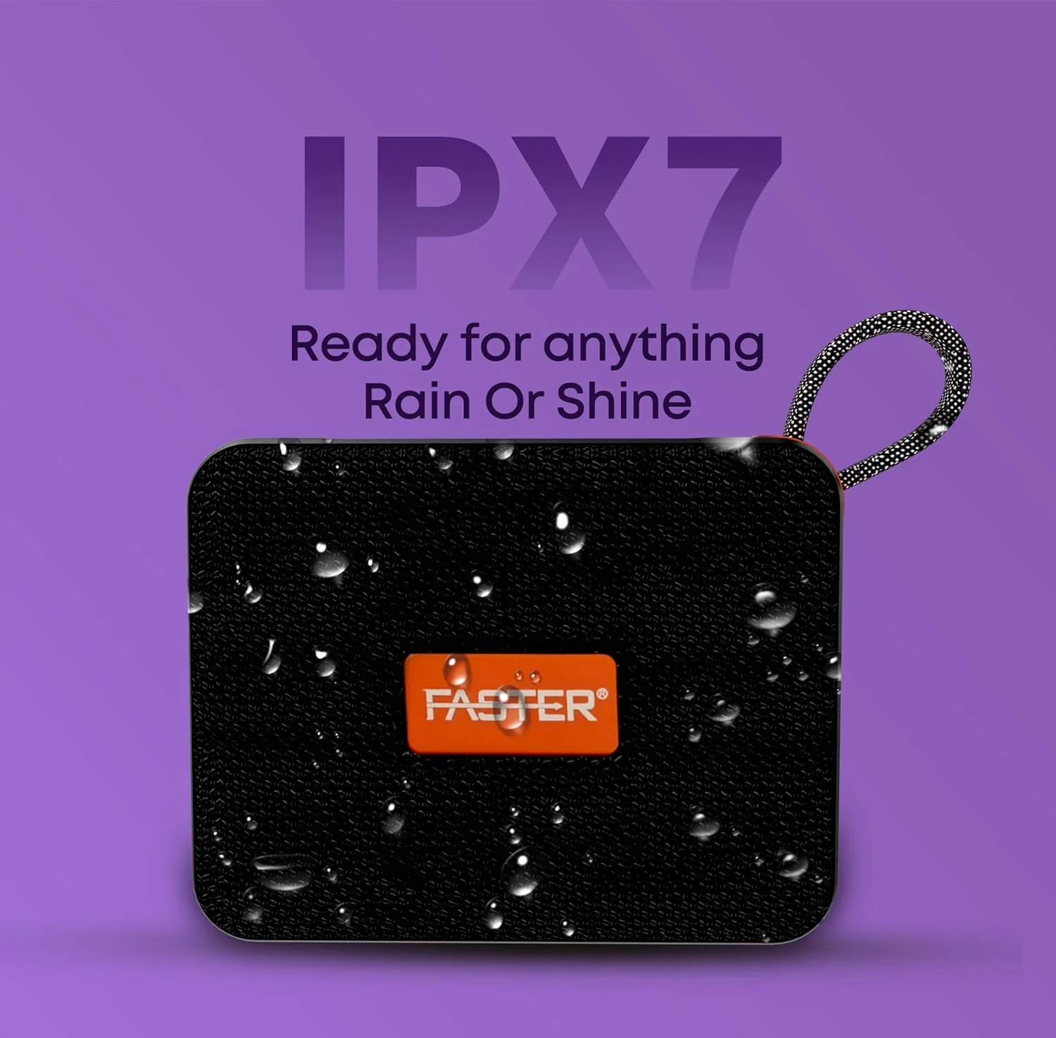 اسپیکر ضد آب قابل حمل Faster GrooveX - پخش بی سیم IPX7 با 20 ساعت زمان پخش - اسپیکر بلوتوث استاندارد 5.4 مناسب فضای باز با صدای پویا، بیس غنی، عملکرد TWS، توان خروجی 5 وات (مشکی)