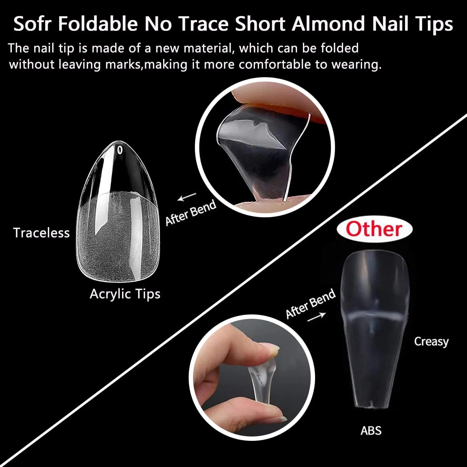 نک ناخن مصنوعی بادامی کوتاه هاتولاو، 504 عدد، پوشش کامل، نک ناخن ژلی بادامی نرم، ناخن های بادامی کوتاه از پیش شکل داده شده، نک ناخن اکریلیک ژلی بادامی کوتاه، ناخن های مصنوعی برای اکستنشن ناخن، 10 سایز