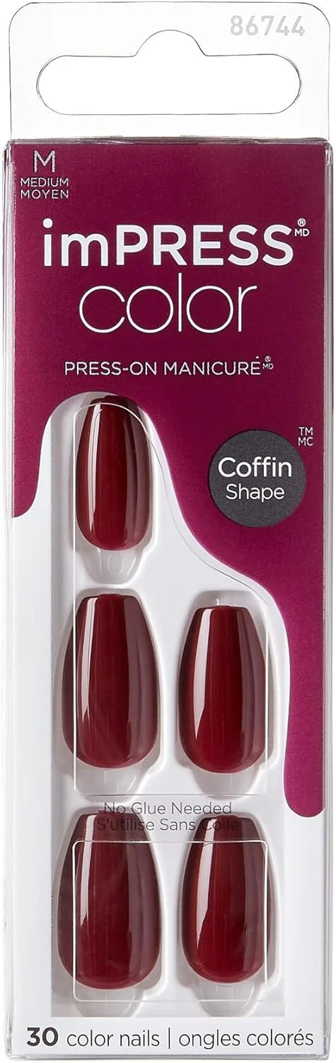 ناخن مصنوعی imPRESS Kiss Color مدل Medium Coffin - رنگ Winery in NYC IMC511C