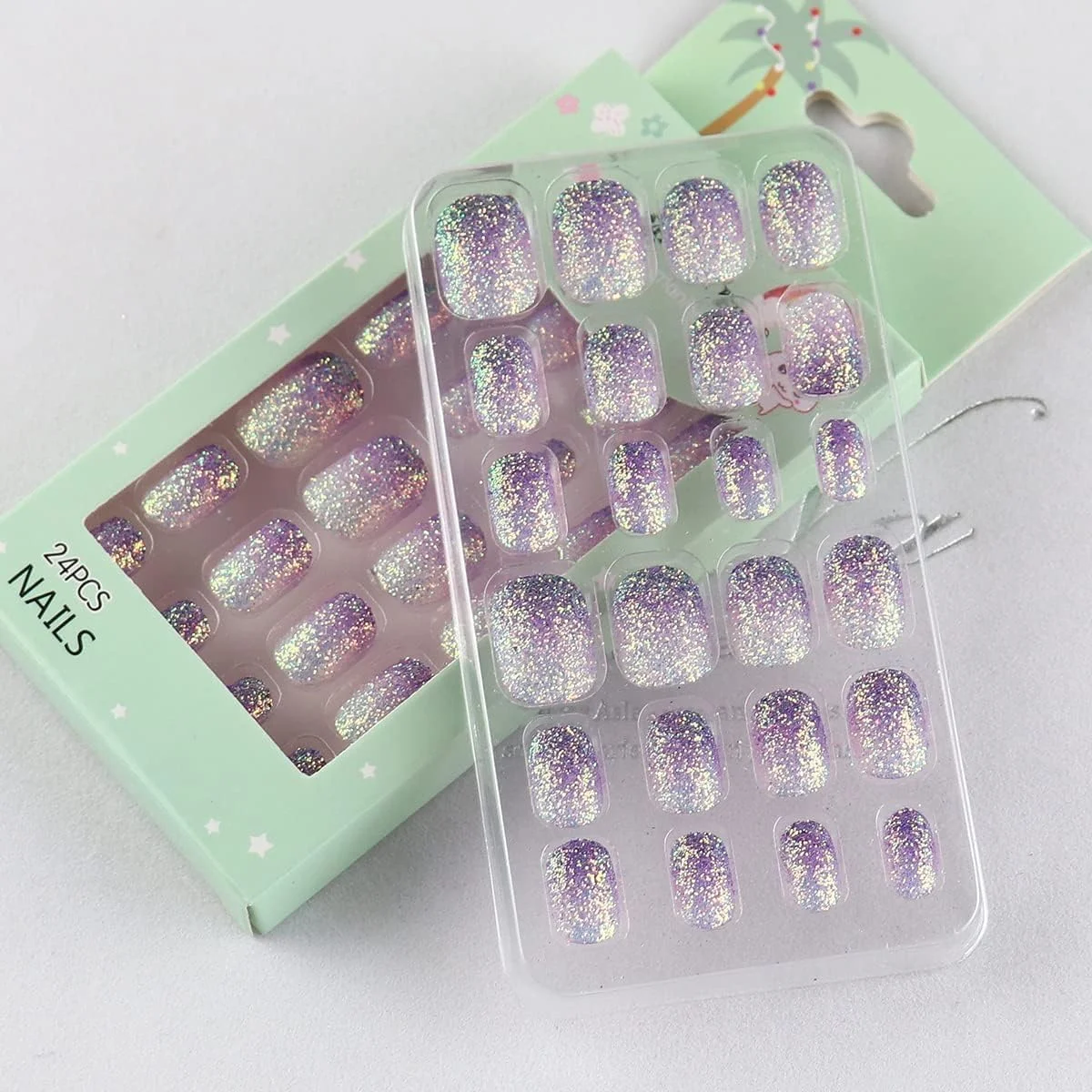 ناخن مصنوعی تزویق 24 عددی مناسب کودکان، ناخن های مصنوعی اکلیلی، نوک ناخن های اکریلیک با چسب ناخن برای هدیه دختران کوچک ناخن مصنوعی تزویق 24 عددی مناسب کودکان، ناخن های مصنوعی اکلیلی، نوک ناخن های اکریلیک با چسب ناخن برای هدیه دختران کوچک