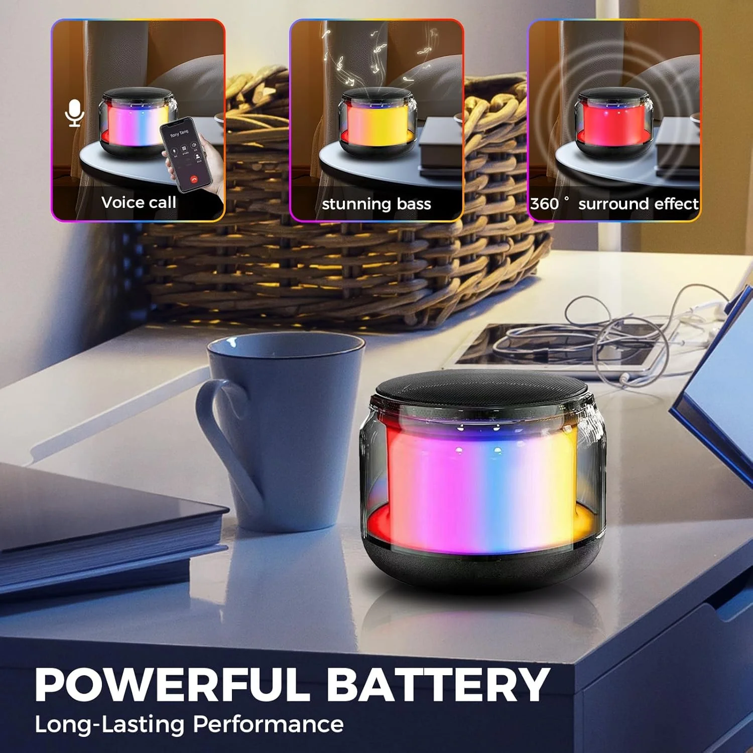 اسپیکر بلوتوثی قابل حمل، مینی اسپیکر بی سیم بلوتوث 5.0 اسپیکر فضای باز با نور RGB LED، جفت شدن دوگانه TWS، پشتیبانی از پخش کارت TF، مهمانی، کمپینگ، مسافرت (چند رنگی) اسپیکر بلوتوثی قابل حمل، مینی اسپیکر بی سیم بلوتوث 5.0 اسپیکر فضای باز با نور RGB LED، جفت شدن دوگانه TWS، پشتیبانی از پخش کارت TF، مهمانی، کمپینگ، مسافرت (چند رنگی)