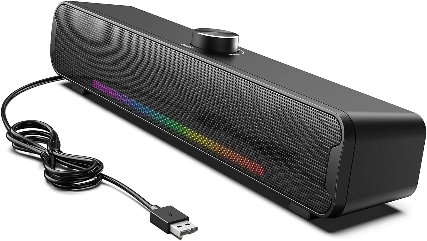 اسپیکرهای کامپیوتر قابل حمل با نور RGB، اتصال بلوتوث/سیمی، استریو HiFi با تغذیه USB، ساندبار رومیزی برای مانیتور، تلفن، کامپیوتر، لپ تاپ