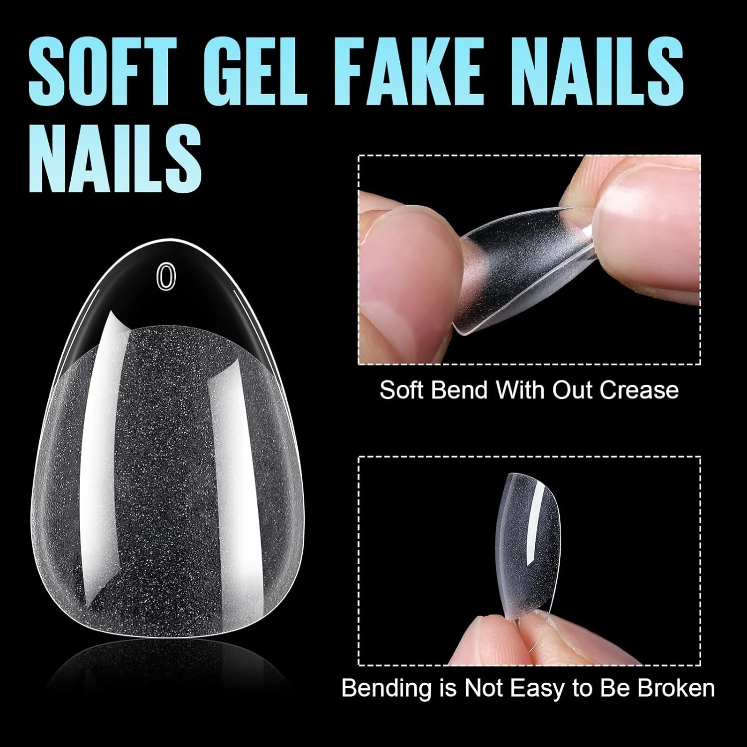 تیپ ناخن کوتاه بادامی TOMICCA - 192 عدد ناخن مصنوعی نیمه مات، بدون نیاز به سوهان - تیپ ناخن مصنوعی پوشش کامل، اکریلیک شفاف و تیپ های قوی برای اکستنشن ناخن - 12 سایز