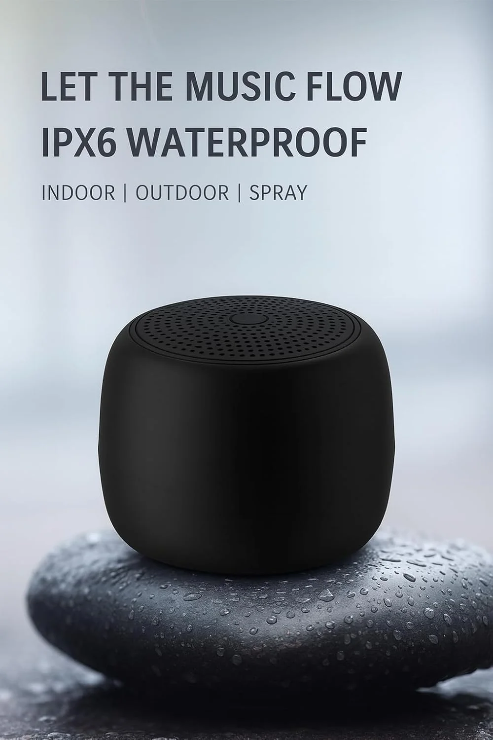 اسپیکر بلوتوثی مینی قابل حمل با بیس عمیق، اسپیکر بی سیم ضد آب و جمع و جور با Type-C و کارت TF، اسپیکر هدیه مسافرتی و فضای باز برای خانه، اتاق خواب، دفتر (مشکی نیمه شب)