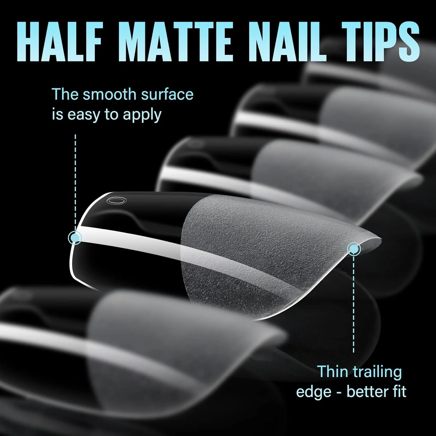 تیپ ناخن کوتاه بادامی TOMICCA - 192 عدد ناخن مصنوعی نیمه مات، بدون نیاز به سوهان - تیپ ناخن مصنوعی پوشش کامل، اکریلیک شفاف و تیپ های قوی برای اکستنشن ناخن - 12 سایز