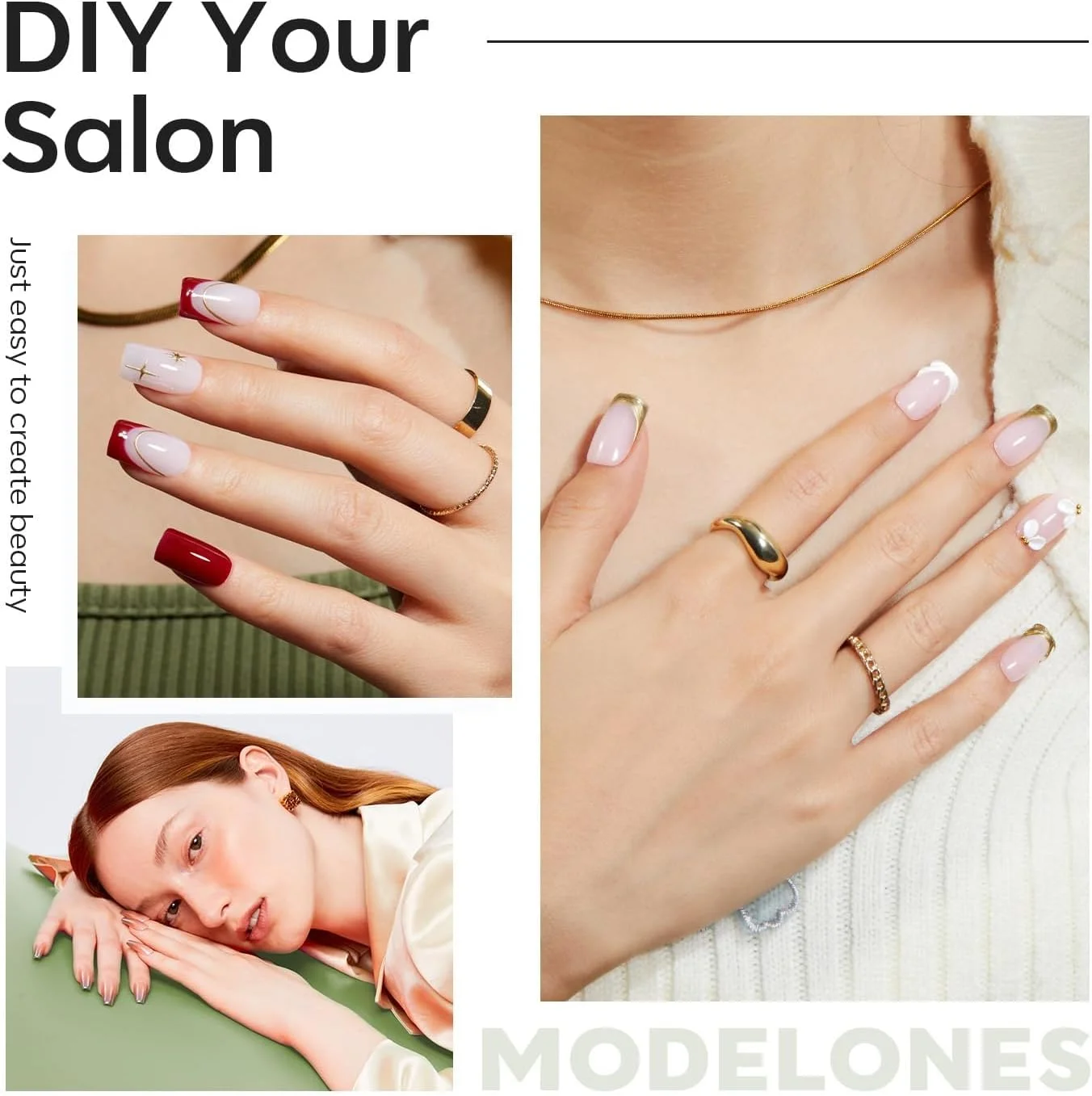 نکته های ناخن مصنوعی مربعی کوتاه Modelones - 510 عدد نکته ژلی، از پیش شکل داده شده، نیمه مات، پوشش کامل، کیت ژل اکریلیک، ناخن های مصنوعی برای اکستنشن، DIY سالن، 15 سایز