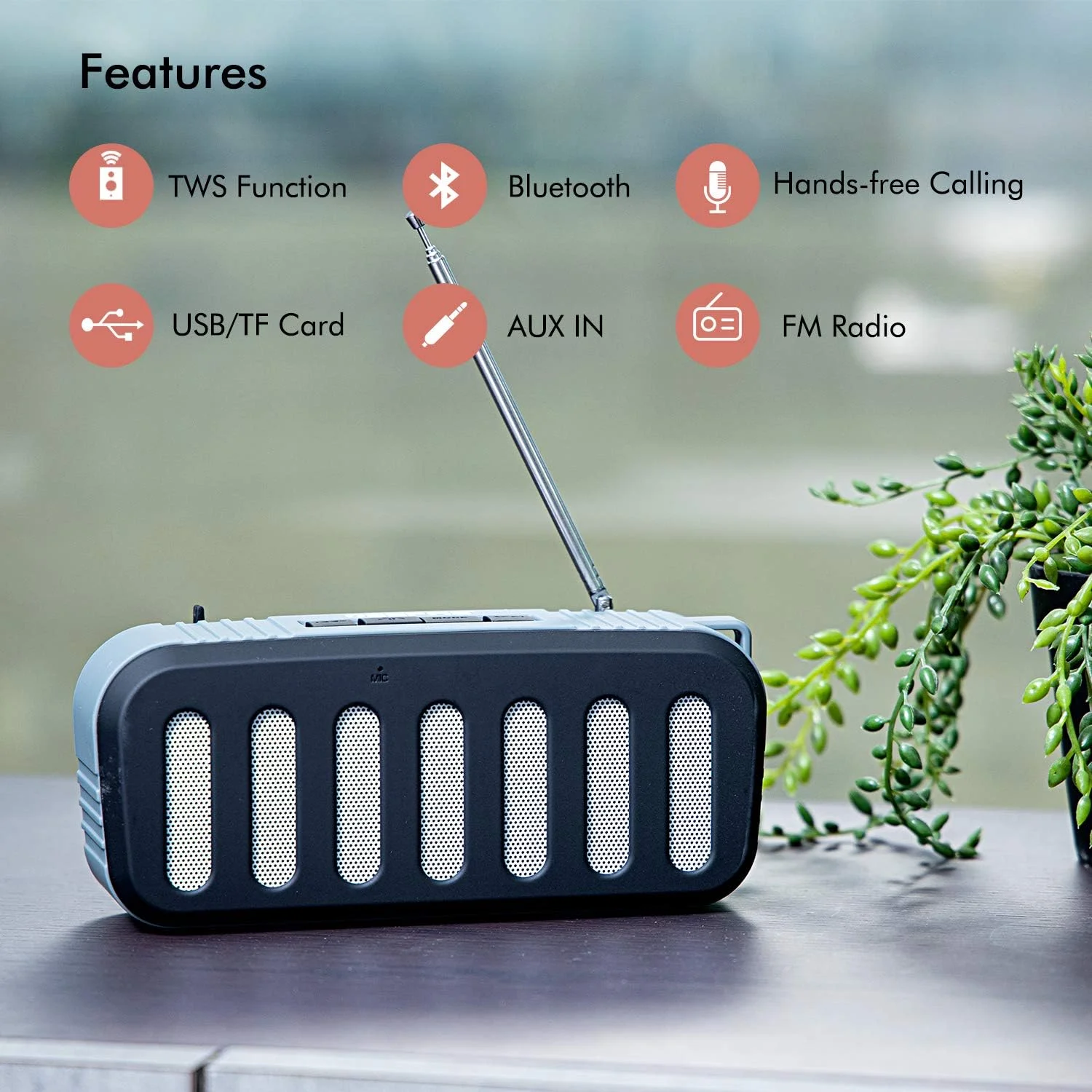 اسپیکر بلوتوثی قابل شارژ Geepas GMS11184 - اسپیکرهای بی سیم قابل حمل با زمان پخش طولانی، باتری 1200 میلی آمپر ساعتی با بیس قدرتمند، پخش کارت TF، AUX، USB - بلندگوی قوی برای مهمانی های خانگی و فضای باز