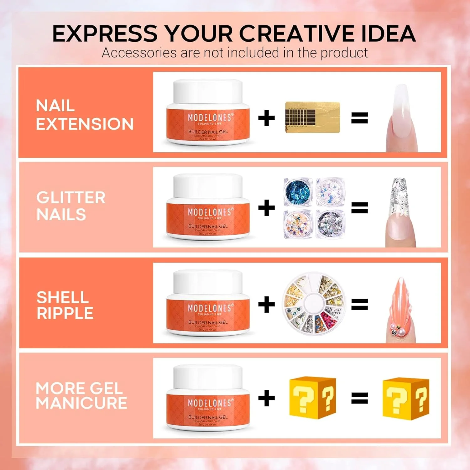 ژل بیلدر Modelones - کیت اکستنشن سخت 56 گرمی شفاف برای ناخن، ست مانیکور تقویت کننده اکریلیک با 100 عدد فرمر و برس دو منظوره برای DIY در خانه ژل بیلدر Modelones - کیت اکستنشن سخت 56 گرمی شفاف برای ناخن، ست مانیکور تقویت کننده اکریلیک با 100 عدد فرمر و برس دو منظوره برای DIY در خانه
