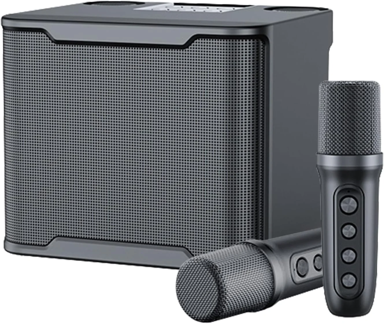 اسپیکر بلوتوث قابل حمل با مجموعه 2 میکروفون بی سیم، اسپیکر بلوتوث رترو با دستگاه کارائوکه خانگی، دستگاه اسپیکر میکروفون کارائوکه دستی قابل حمل برای مهمانی تولد خانگی کودکان و بزرگسالان