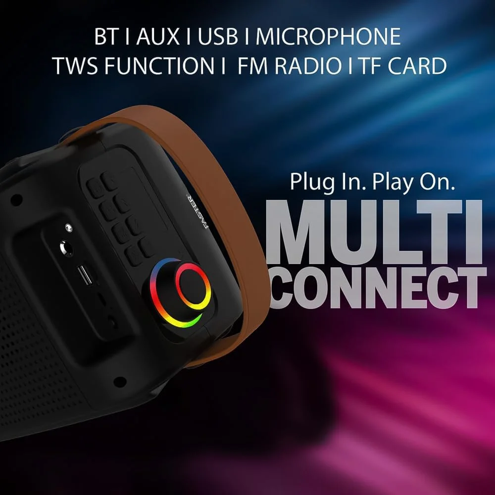 اسپیکر بلوتوثی قابل حمل Faster FS-78A با توان 40 وات - صدای استریو بلند با بیس عمیق - پخش کننده موسیقی MP3، اسپیکرهای بی سیم قابل حمل برای مهمانی ها، ورزش، مسافرت، فضاهای داخلی و خارجی