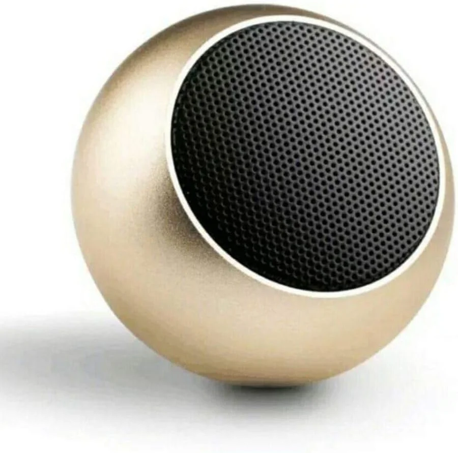 بهترین اسپیکر بلوتوثی کوچک قابل حمل با صدای HD و باس | کوچکترین اسپیکر بی سیم بلوتوثی برای تلفن/کامپیوتر/تبلت | دکمه سلفی عکس پاسخگویی به تماس های تلفنی | اسپیکر کوچک و زیبا، چند رنگ (طلایی)