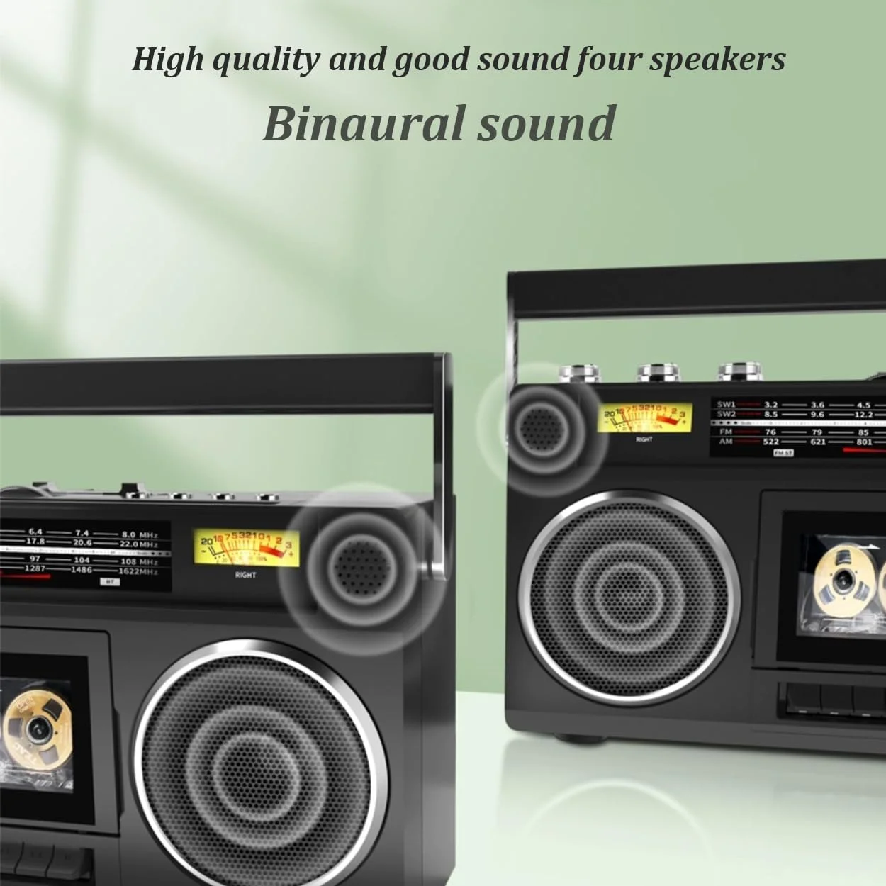 دستگاه پخش کاست قابل حمل QYLTTDM 40W، رادیو قابل حمل با 4 بلندگوی بزرگ، پورت کمکی 3.5 میلی متری، 6000 میلی آمپر ساعت، رادیو کاست استریو AM/FM/SW1/SW2، بلندگوهای کلاسیک رترو به سبک دهه 80، مشکی دستگاه پخش کاست قابل حمل QYLTTDM 40W، رادیو قابل حمل با 4 بلندگوی بزرگ، پورت کمکی 3.5 میلی متری، 6000 میلی آمپر ساعت، رادیو کاست استریو AM/FM/SW1/SW2، بلندگوهای کلاسیک رترو به سبک دهه 80، مشکی
