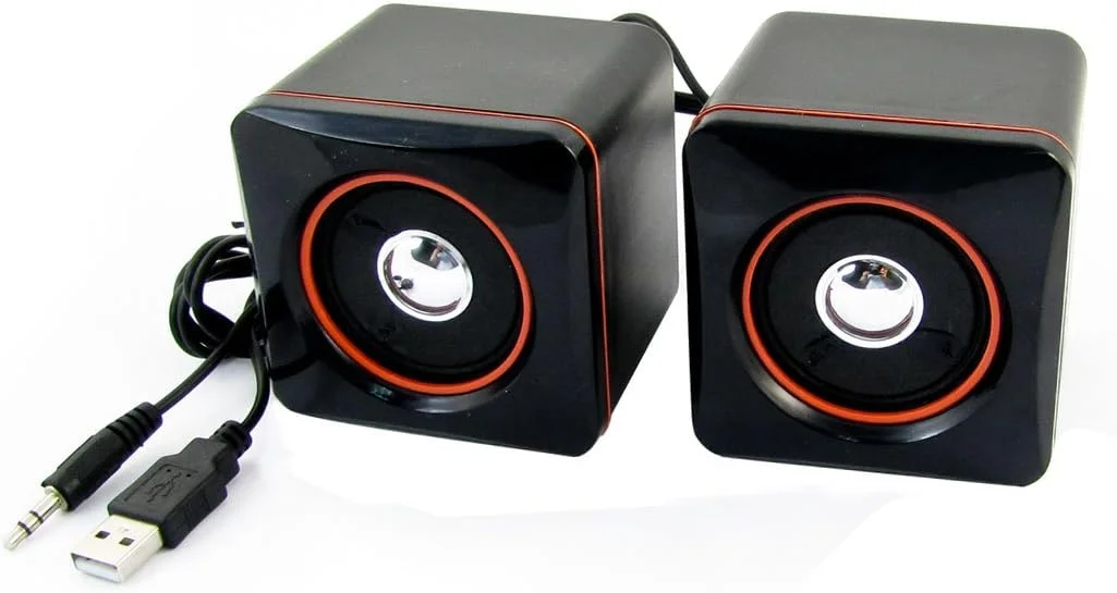اسپیکر کوچک قابل حمل مشکی Ruilogod، جعبه صوتی برای کامپیوتر، DVD، MP3، Hi-Fi (جفت) اسپیکر کوچک قابل حمل مشکی Ruilogod، جعبه صوتی برای کامپیوتر، DVD، MP3، Hi-Fi (جفت)