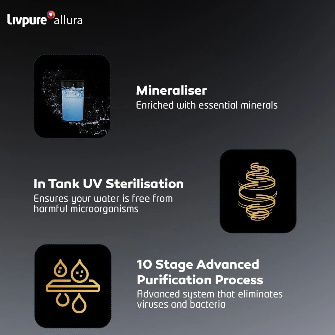 دستگاه تصفیه آب لیوپور آلورا پرمیا | شامل فیلترها | تصفیه پیشرفته 10 مرحله ای | RO+UV+UF+مس+قلیایی+معدنی ساز | استریلیزاسیون UV در مخزن | 7 لیتر دستگاه تصفیه آب لیوپور آلورا پرمیا | شامل فیلترها | تصفیه پیشرفته 10 مرحله ای | RO+UV+UF+مس+قلیایی+معدنی ساز | استریلیزاسیون UV در مخزن | 7 لیتر