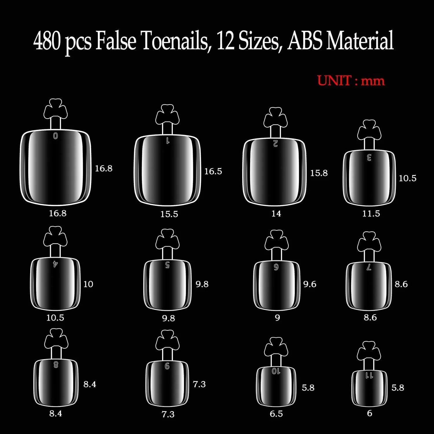 مجموعه 480 عددی ناخن مصنوعی پا MAGIC ARMOR به همراه سوهان ناخن، 12 سایز مختلف، ناخن های شفاف با پوشش کامل، مناسب برای طراحی و اکستنشن ناخن پا با ژل و اکریلیک، مناسب برای مبتدیان و سالن های حرفه ای