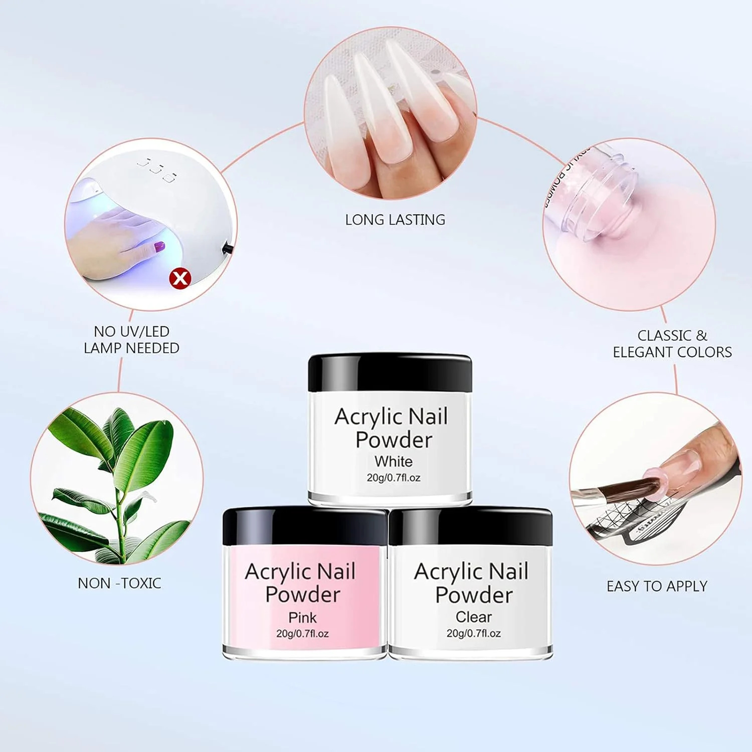 ست پودر اکریلیک و لیکوئید مانومر حرفه ای MAGIC ARMOR با برس و تیپ ناخن اکریلیک برای کاشت ناخن اکریلیک، کیت مبتدی ست پودر اکریلیک و لیکوئید مانومر حرفه ای MAGIC ARMOR با برس و تیپ ناخن اکریلیک برای کاشت ناخن اکریلیک، کیت مبتدی