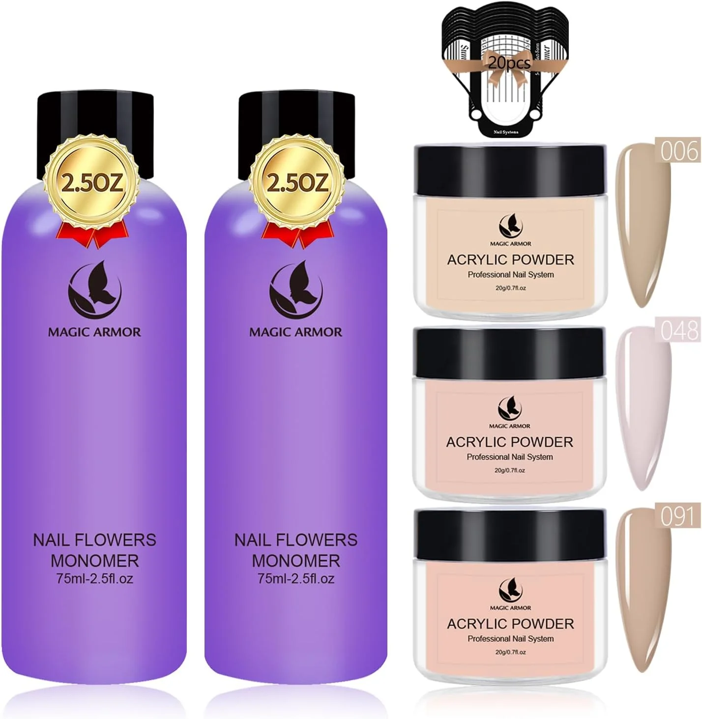 مجموعه پودر اکریلیک و لیکوئید اکریلیک MAGIC ARMOR برای کاشت ناخن، لیکوئید اکریلیک کم بو، 3 رنگ، پودر اکریلیک با ظرفیت بالا، رنگ نود، مونومر لیکوئید اکریلیک سالنی