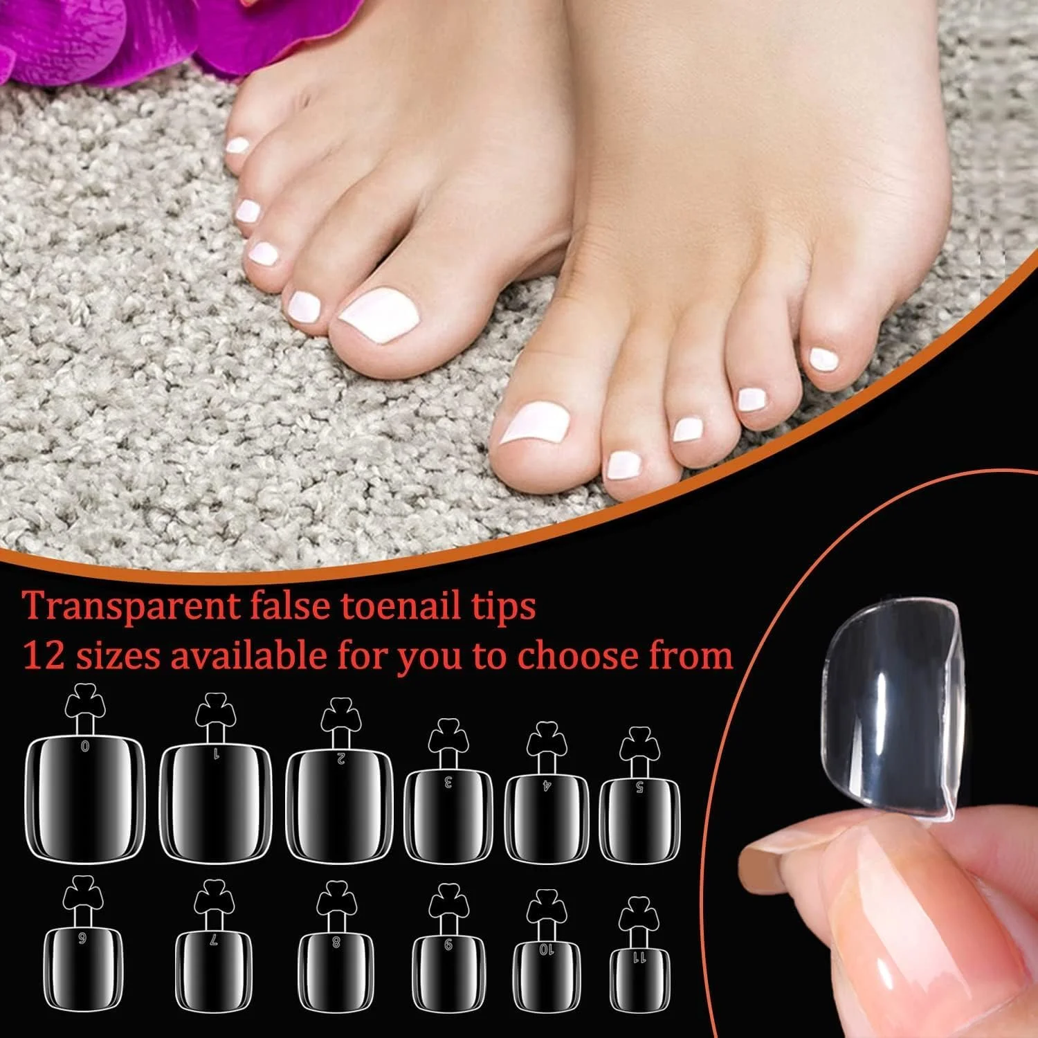 مجموعه 480 عددی ناخن مصنوعی پا MAGIC ARMOR به همراه سوهان ناخن، 12 سایز مختلف، ناخن های شفاف با پوشش کامل، مناسب برای طراحی و اکستنشن ناخن پا با ژل و اکریلیک، مناسب برای مبتدیان و سالن های حرفه ای