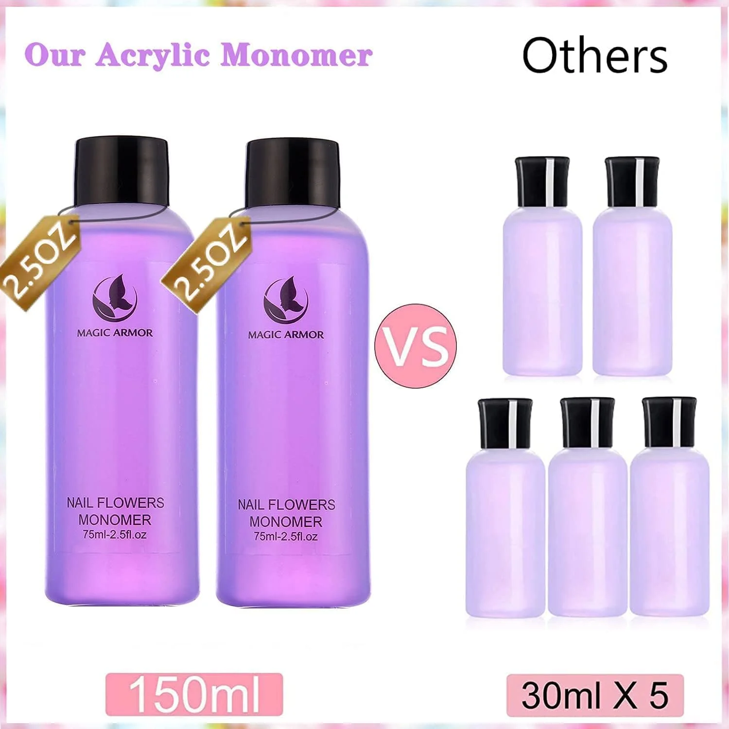 ست پودر اکریلیک و کیت ناخن اکریلیک MAGIC ARMOR و مونومر مایع حرفه ای - 3 رنگ پودر اکریلیک، مونومر مایع 5oz، سیستم ناخن اکریلیک برای کیت اکستنشن ناخن های اکریلیک