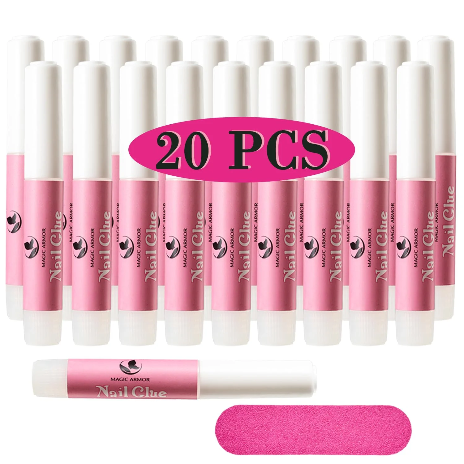 چسب ناخن MAGIC ARMOR برای ناخن های اکریلیک، چسب فوق العاده قوی برای ناخن های مصنوعی، چسب حرفه ای برای نوک ناخن، چسب فوق العاده برای نوک ناخن های مصنوعی، ترمیم ناخن، چسب ناخن اکریلیک با ماندگاری طولانی 2 گرم / 20 عدد