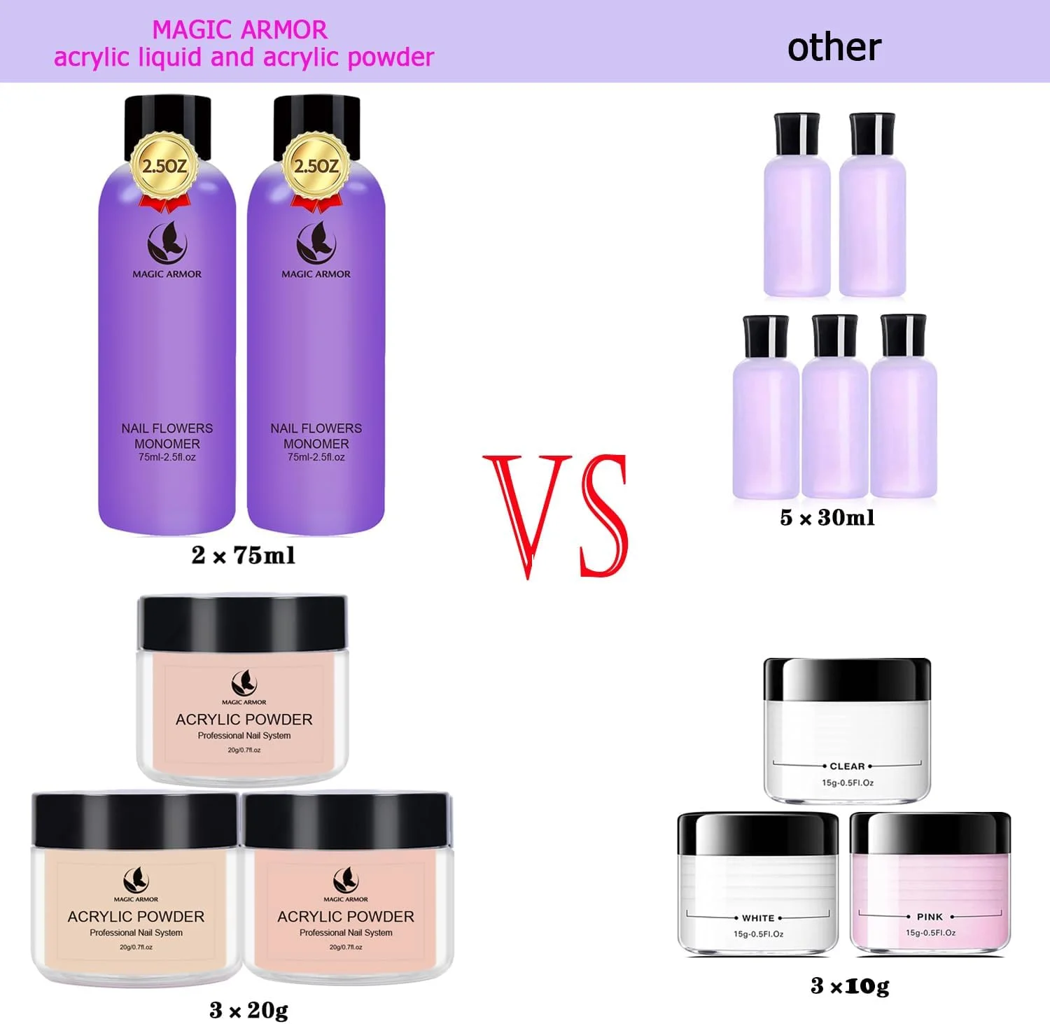 مجموعه پودر اکریلیک و لیکوئید اکریلیک MAGIC ARMOR برای کاشت ناخن، لیکوئید اکریلیک کم بو، 3 رنگ، پودر اکریلیک با ظرفیت بالا، رنگ نود، مونومر لیکوئید اکریلیک سالنی مجموعه پودر اکریلیک و لیکوئید اکریلیک MAGIC ARMOR برای کاشت ناخن، لیکوئید اکریلیک کم بو، 3 رنگ، پودر اکریلیک با ظرفیت بالا، رنگ نود، مونومر لیکوئید اکریلیک سالنی