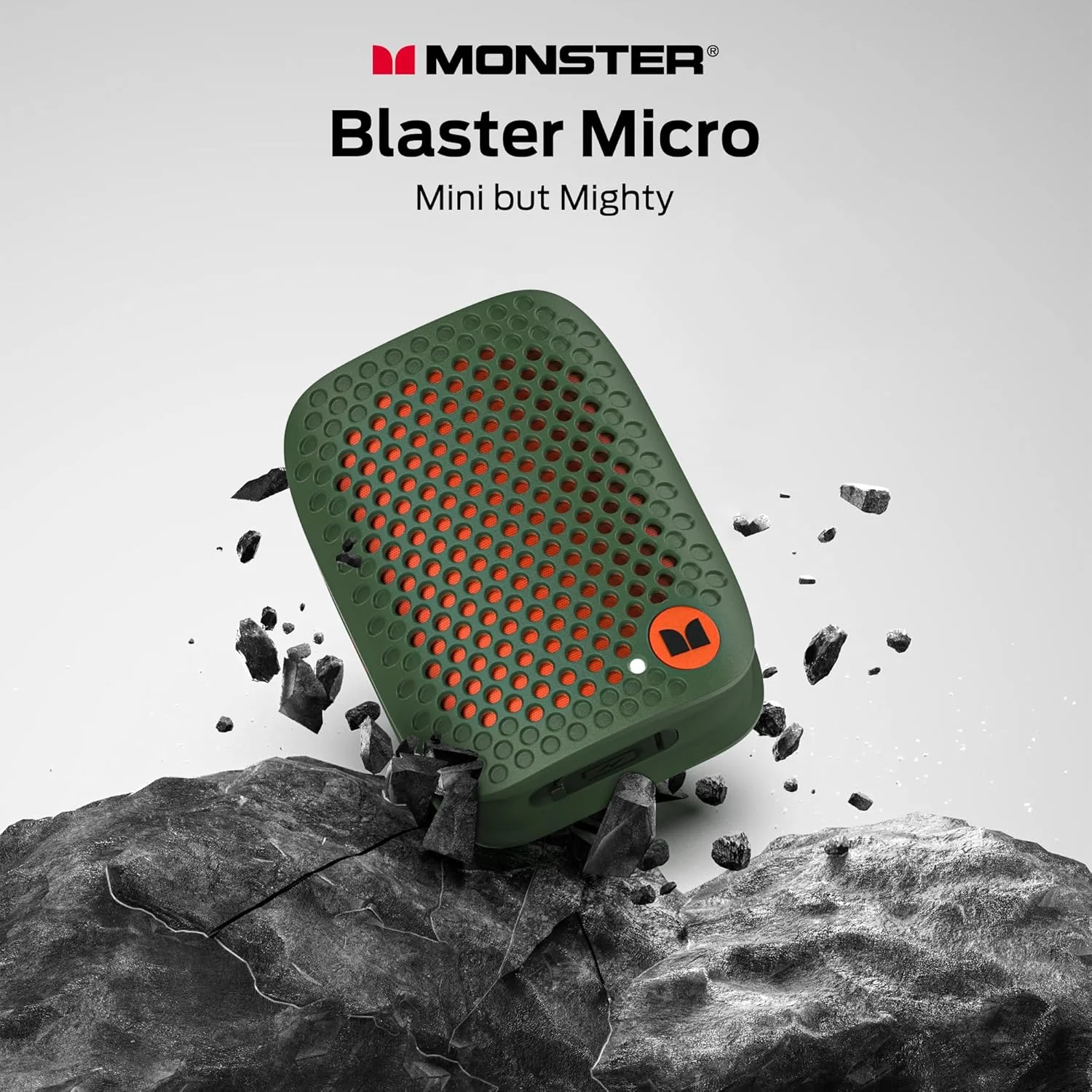 اسپیکر بلوتوثی پوشیدنی Monster Blaster Micro، اسپیکر بی سیم کوچک قابل اتصال با میکروفون داخلی (غیر مغناطیسی)، ضد آب IPX7، TWS، موسیقی/تماس هندزفری برای کار/دوچرخه سواری/دویدن، سبز