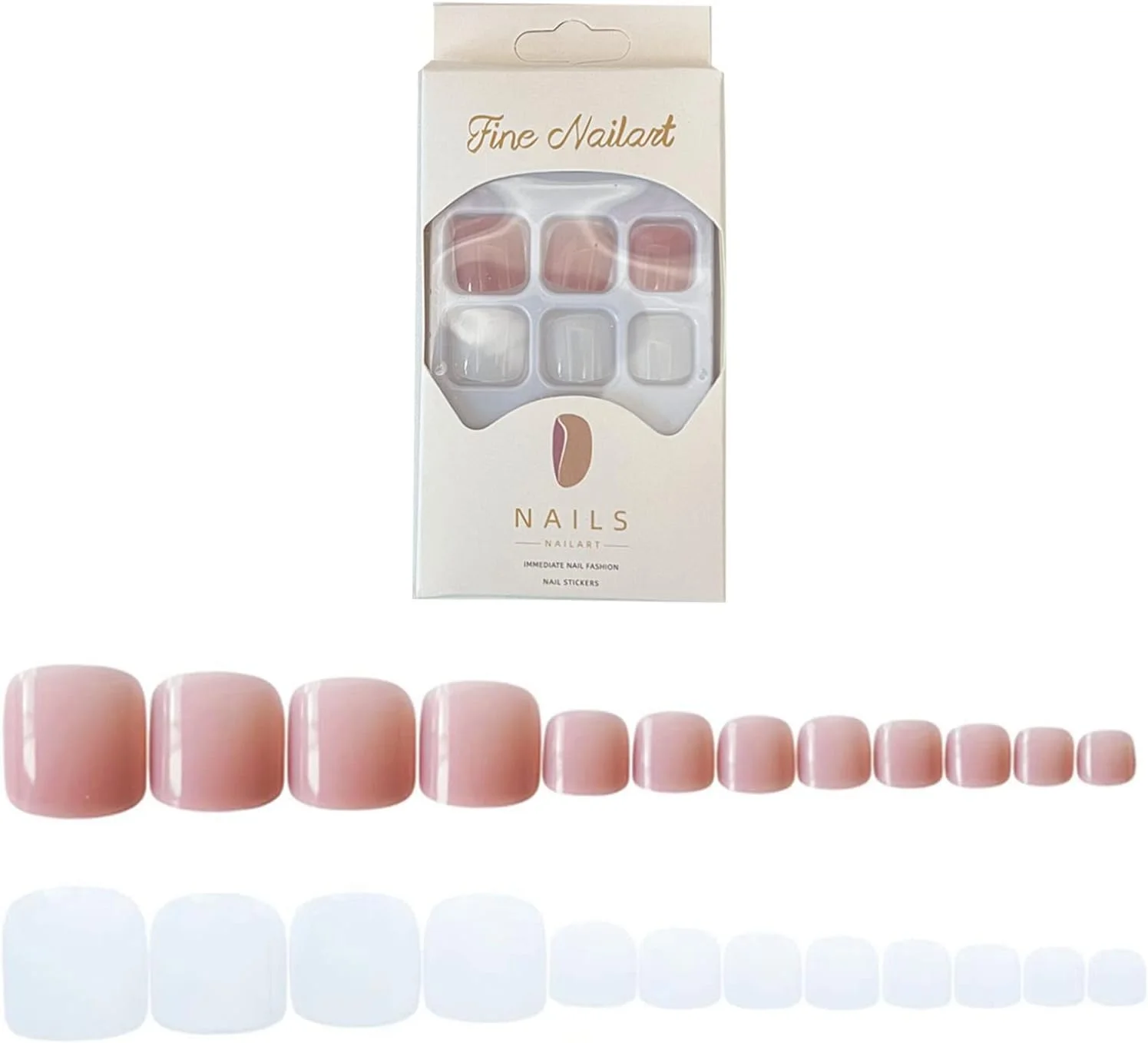 ناخن مصنوعی 24 عددی، مانیکور ناخن، مانیکور پا، ناخن های مصنوعی، ناخن های فیک، ناخن های اکریلیک برای زنان و دختران. (پودر ژله ای سفید)