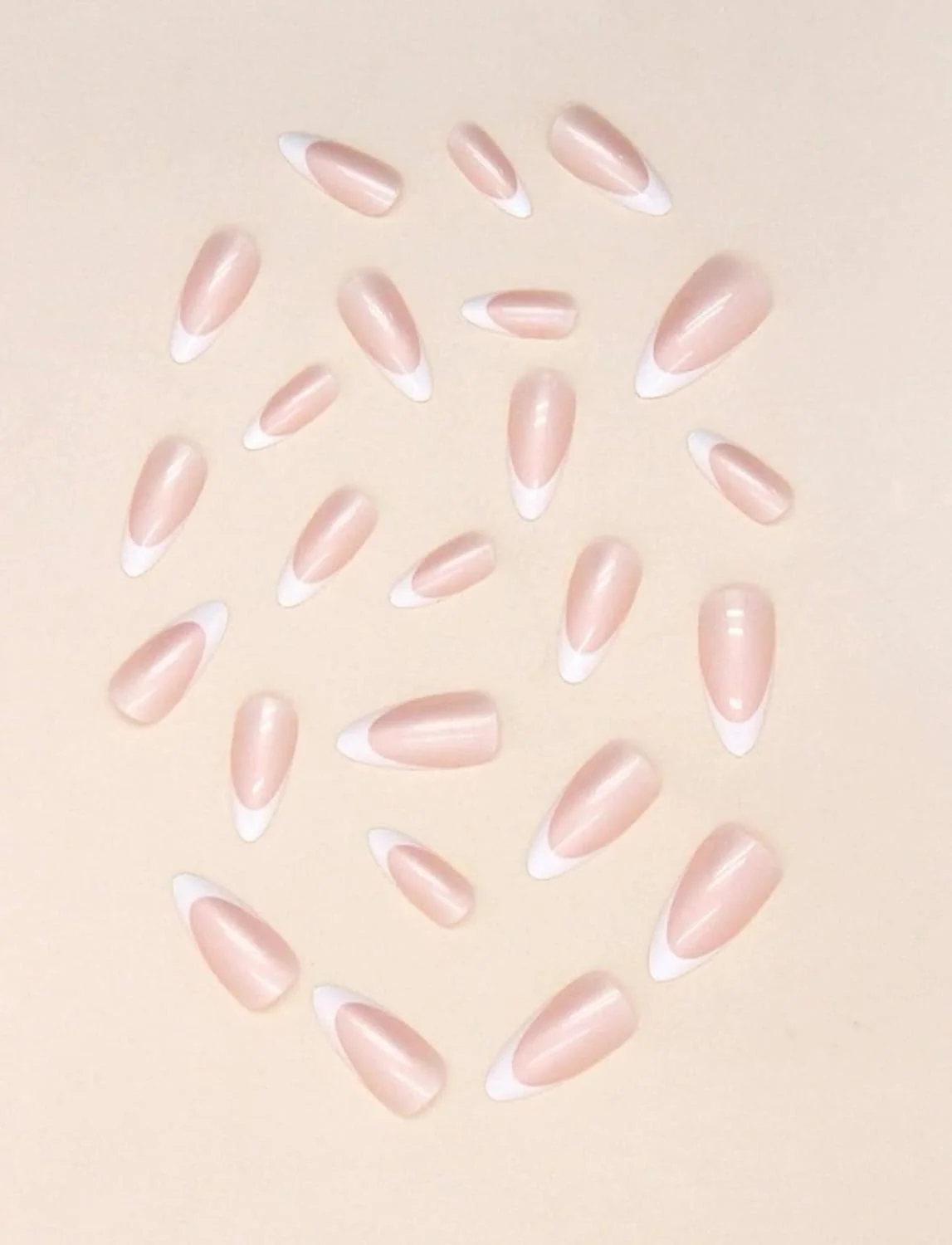 ناخن مصنوعی Suerte، نوک فرانسوی، کروم هیلی، بادامی، رنگ ثابت، براق، 24 عددی، ناخن مصنوعی فرانسوی، طراحی ناخن شیک، ناخن های اکریلیک مصنوعی با چسب