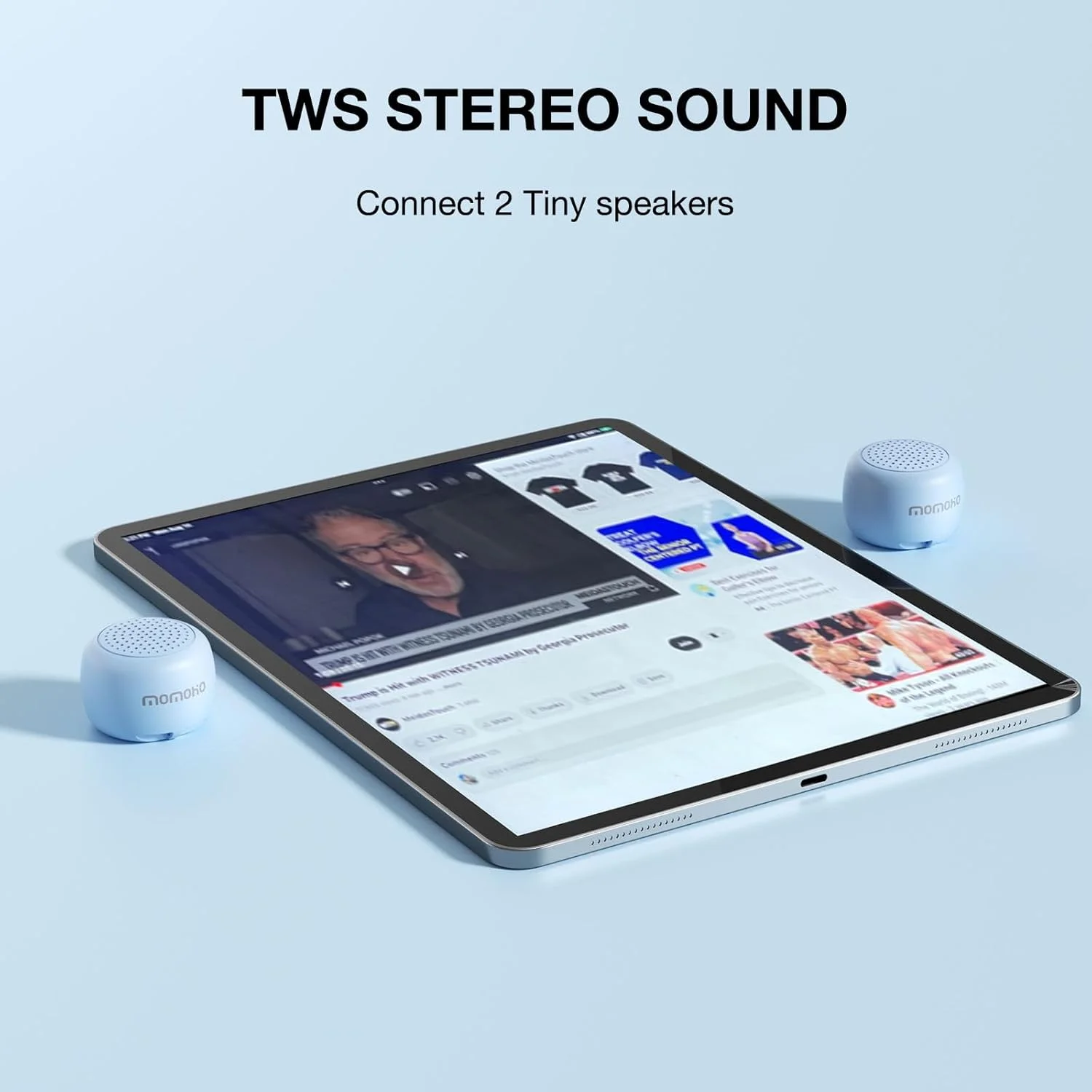 اسپیکر بلوتوثی کوچک MOMOHO، اسپیکر بلوتوثی بی سیم کوچک، اسپیکرهای قابل حمل برای خانه/فضای باز/مسافرت/مهمانی، هدیه، کادو (آبی)