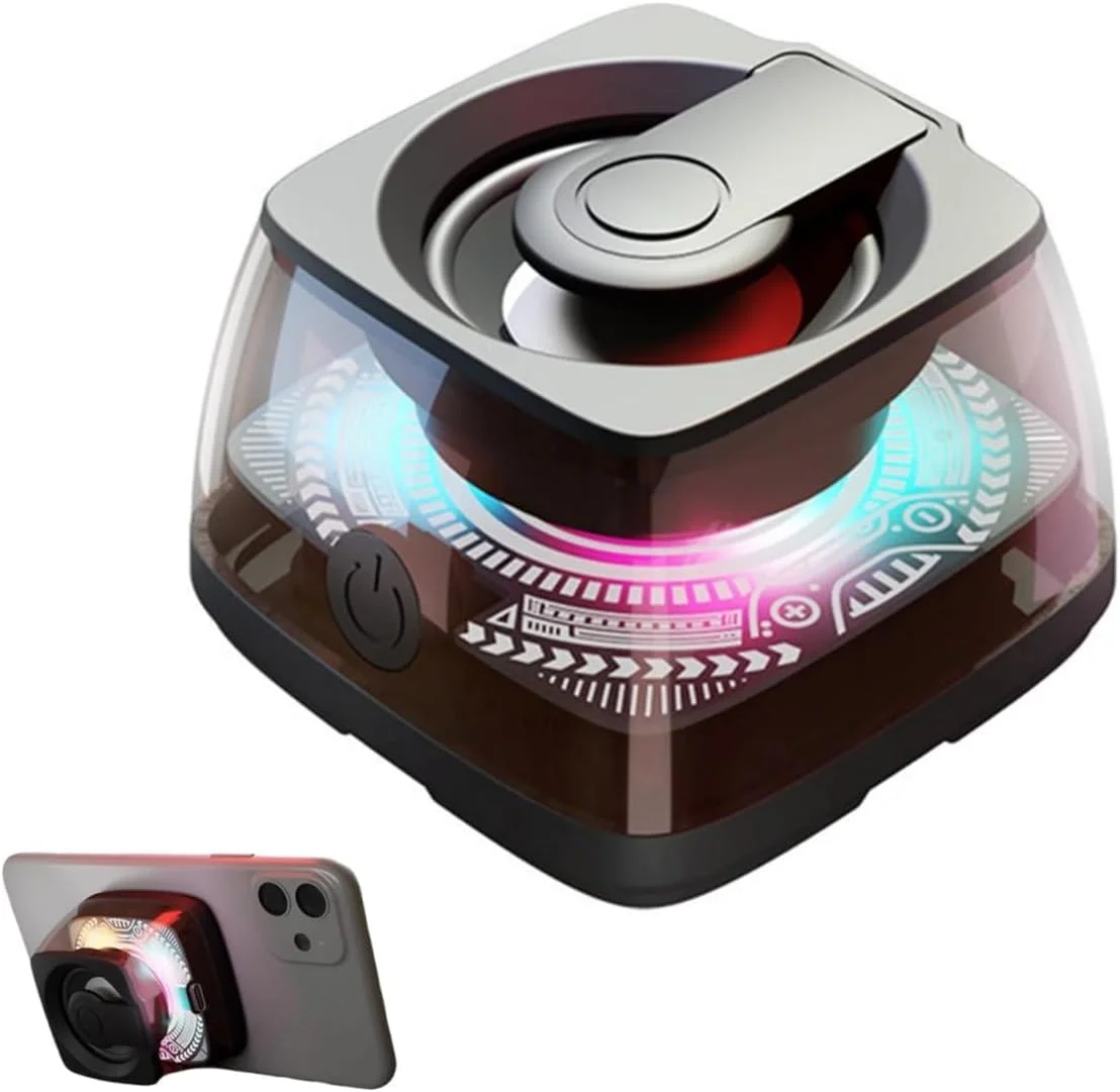 اسپیکر بلوتوث مغناطیسی، اسپیکر کوچک قابل حمل با چراغ های RGB، نگهدارنده تلفن، صدای استریو 360 درجه، پایه مغناطیسی برای سطوح فلزی، ایده آل برای حمام، اتاق، دوچرخه، ماشین، استفاده در فضای باز