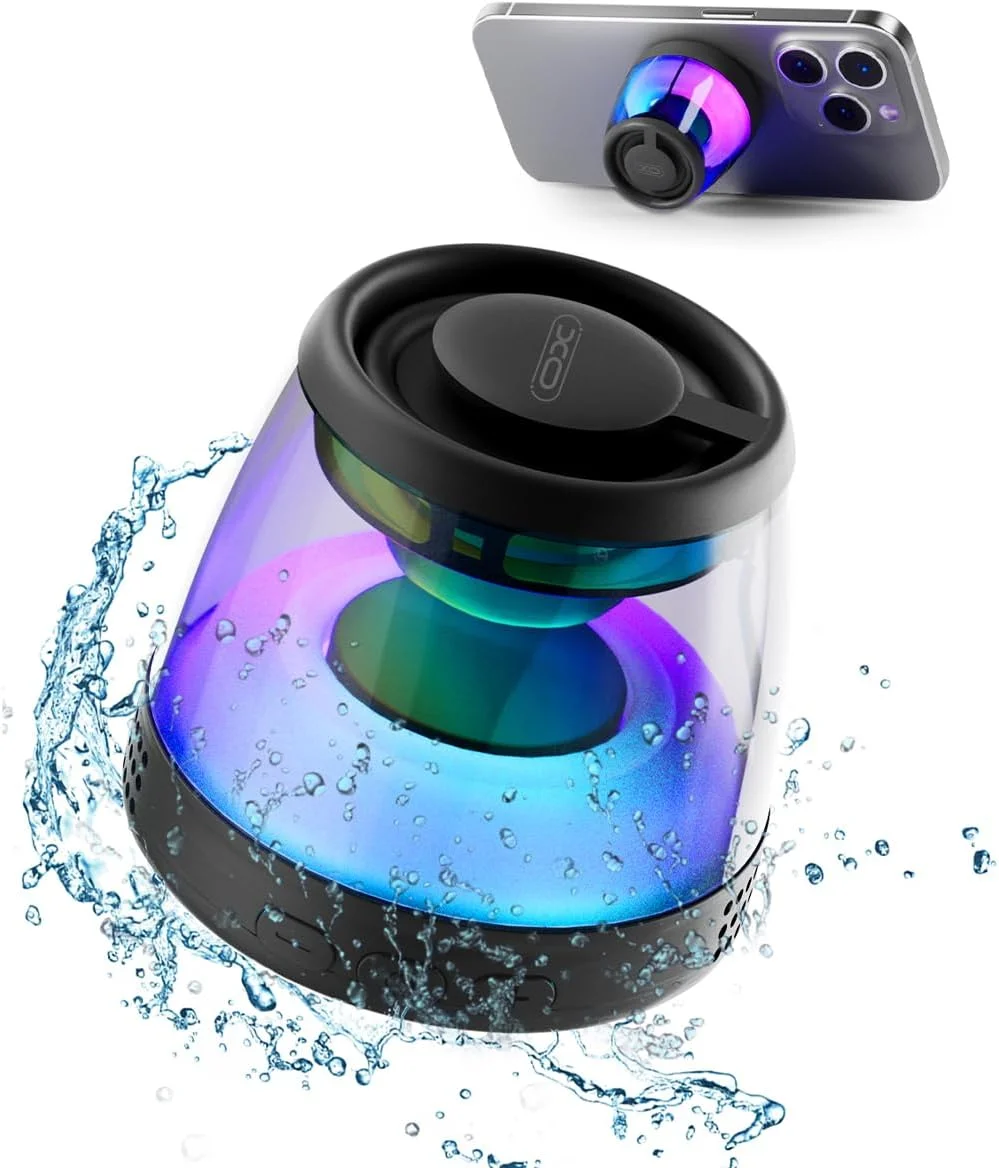 اسپیکر بلوتوث مغناطیسی، اسپیکر بلوتوث قابل حمل با نور RGB، اسپیکر بی سیم ضد آب، پایه تلفن برای سری آیفون 16/15/14/13/12، اسپیکر کوچک برای حمام، فضای باز، هدیه تولد اسپیکر بلوتوث مغناطیسی، اسپیکر بلوتوث قابل حمل با نور RGB، اسپیکر بی سیم ضد آب، پایه تلفن برای سری آیفون 16/15/14/13/12، اسپیکر کوچک برای حمام، فضای باز، هدیه تولد