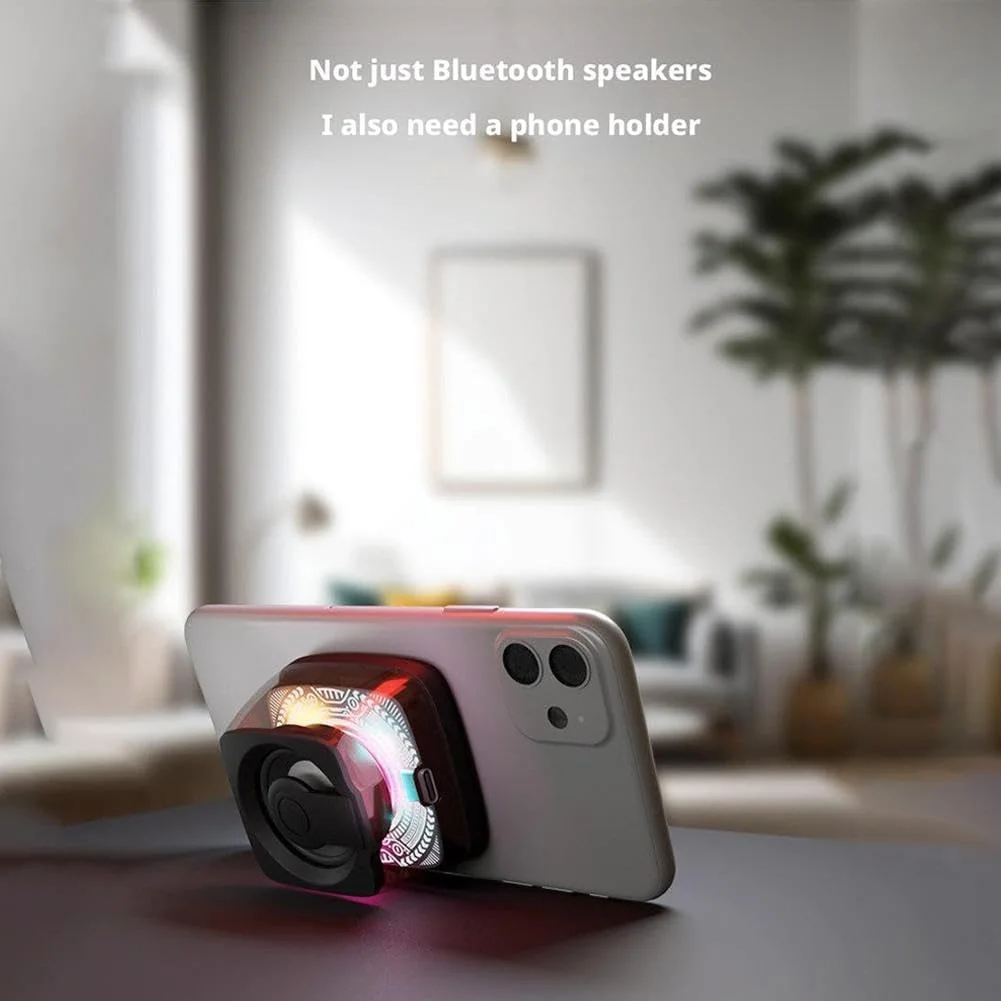اسپیکر بلوتوث مغناطیسی، اسپیکر کوچک قابل حمل با چراغ های RGB، نگهدارنده تلفن، صدای استریو 360 درجه، پایه مغناطیسی برای سطوح فلزی، ایده آل برای حمام، اتاق، دوچرخه، ماشین، استفاده در فضای باز