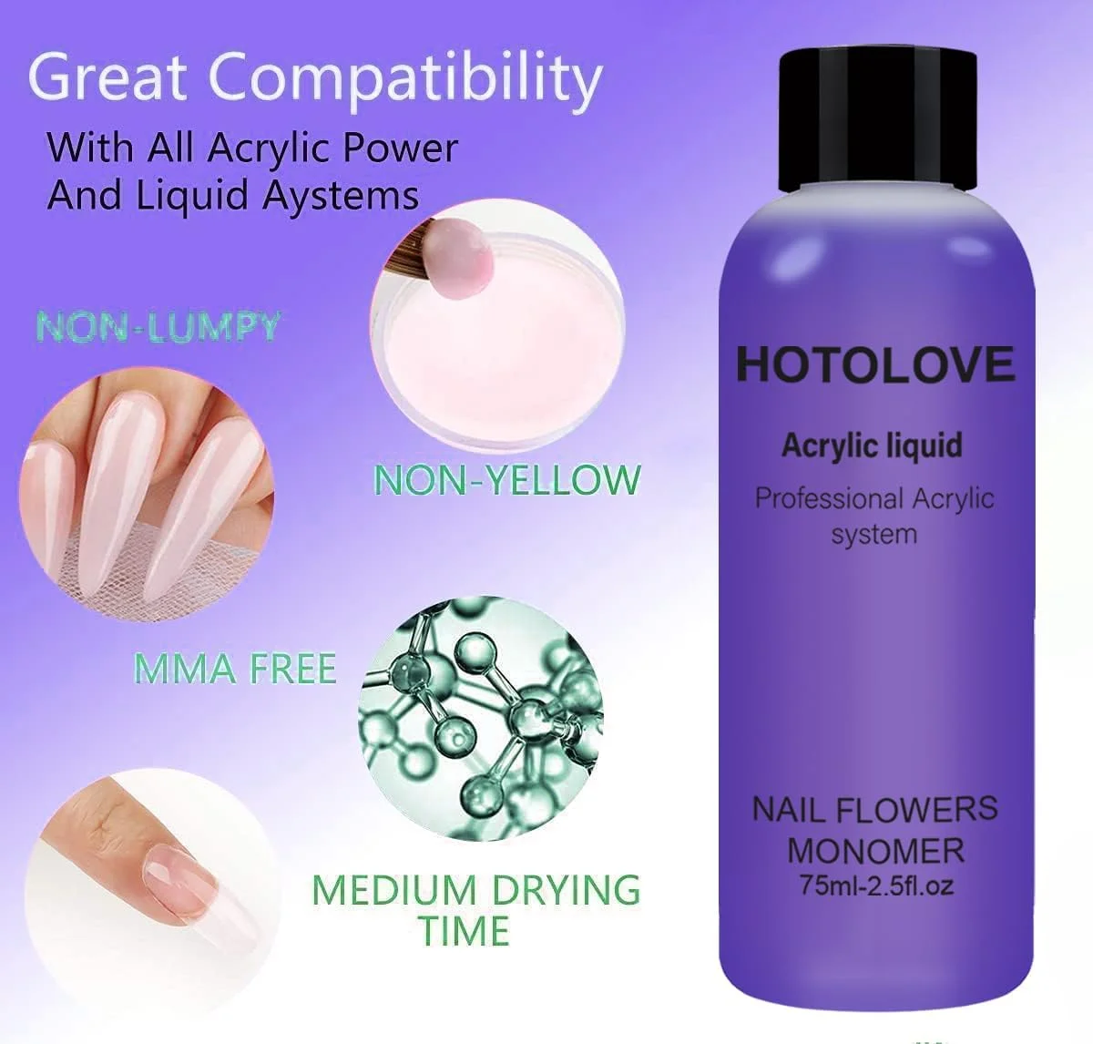 ست پودر و لیکوئید اکریلیک حرفه ای - کیت ناخن با 5 قلم مو، 4 رنگ (سفید، شفاف، صورتی، صورتی کالباسی) برای کاشت ناخن، ست طراحی فرنچ