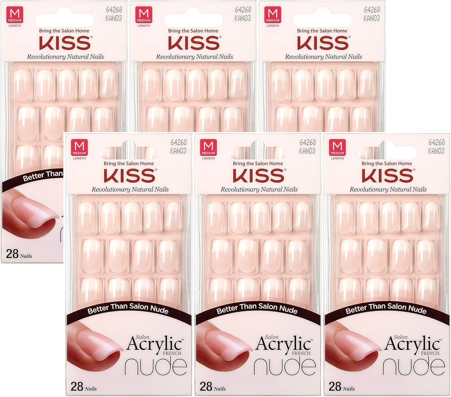 ناخن مصنوعی فرنچ اکریلیک nude Kiss Salon، 28 عدد (کشمیر) (6 بسته)